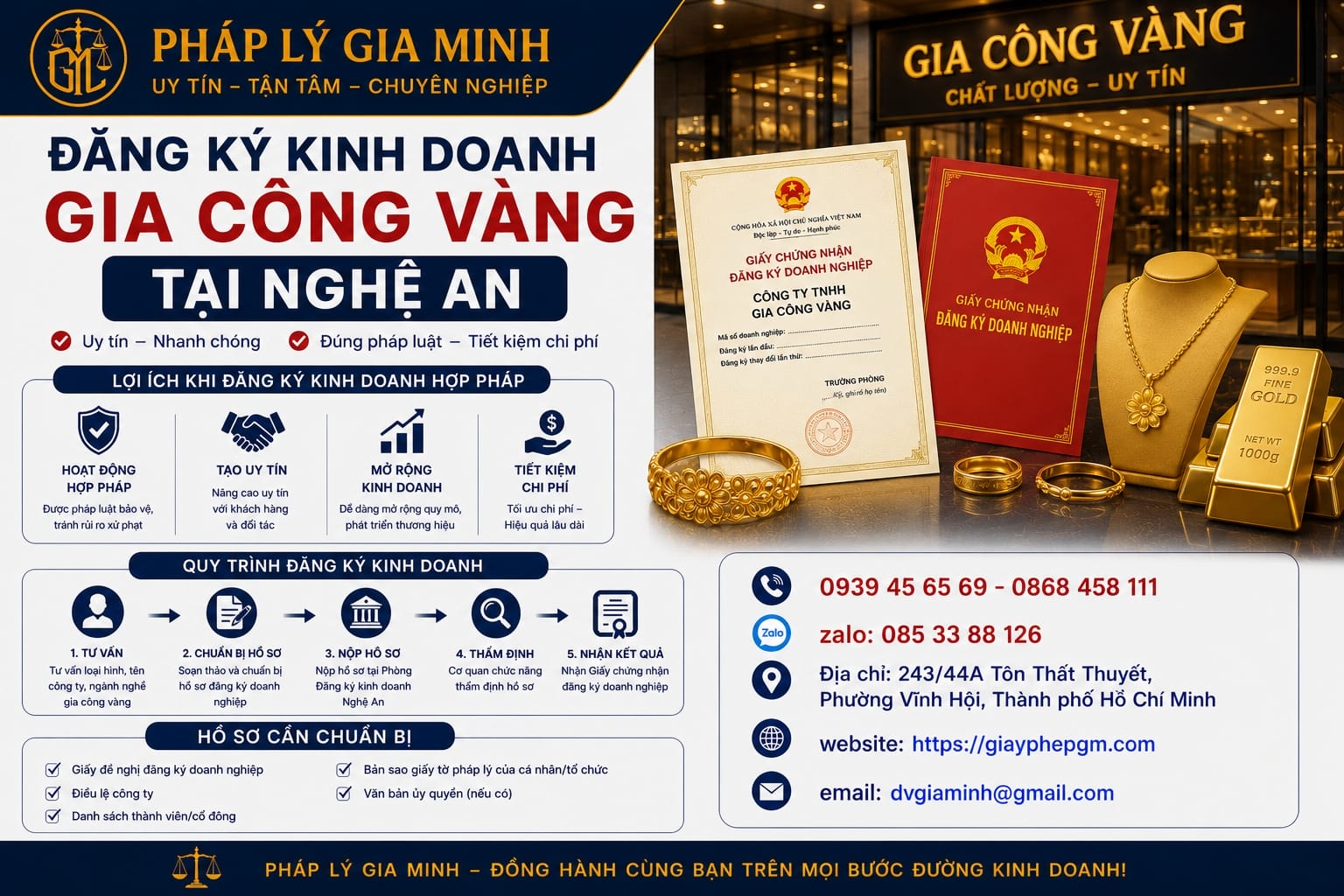 Xin giấy phép sản xuất gia công vàng tại Nghệ An 2026 chi tiết từng bước 17 Đăng ký kinh doanh gia công vàng Nghệ An