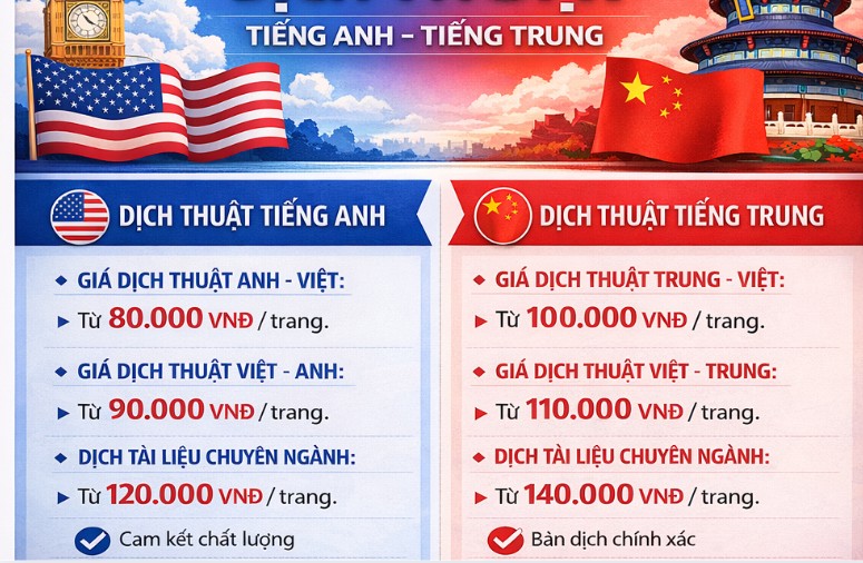 dịch thuật công chứng hồ sơ du học nhiều ngôn ngữ