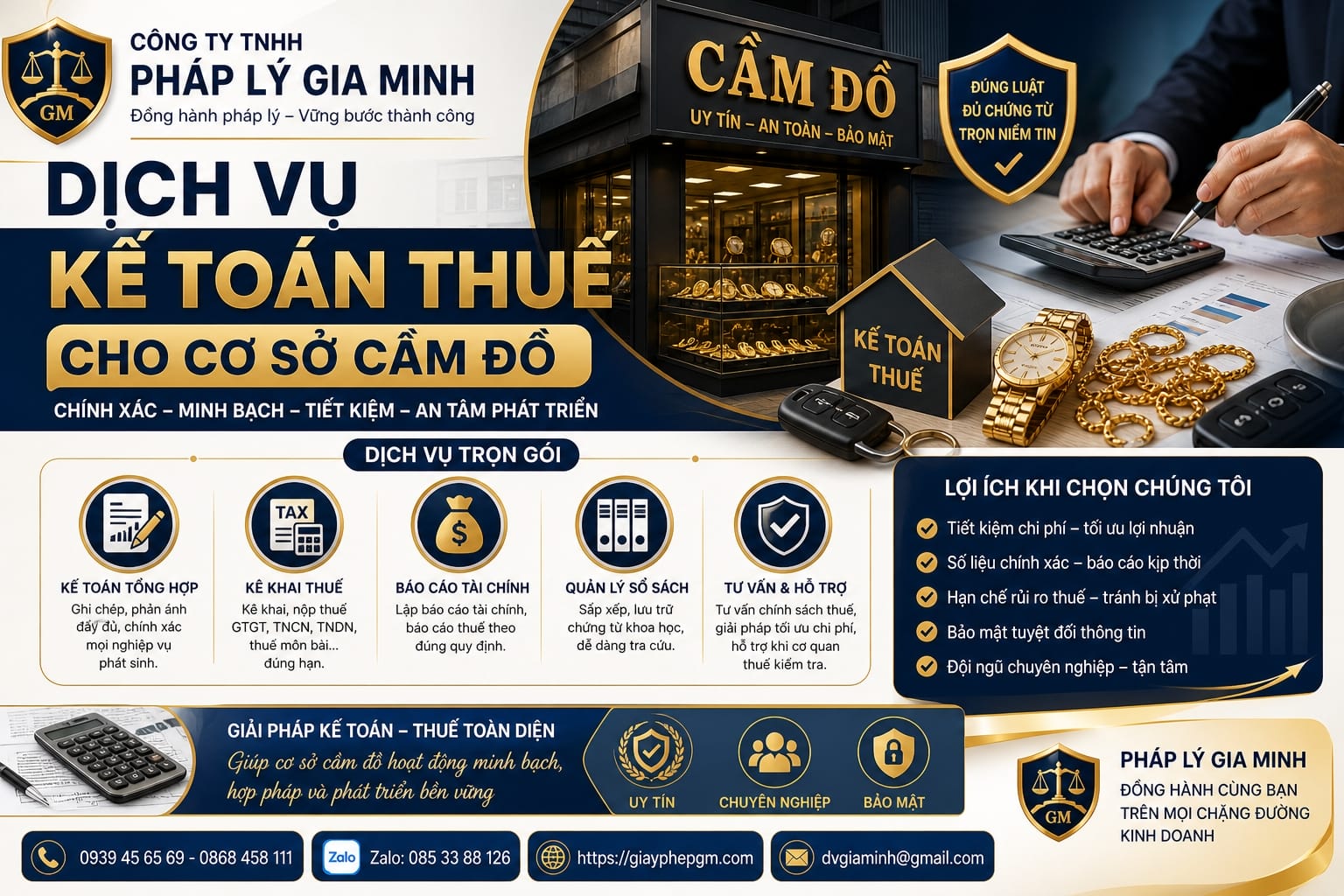 Dịch vụ kế toán thuế cho cơ sở cầm đồ
