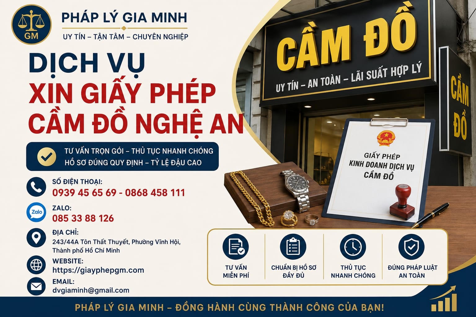 Dịch vụ xin giấy phép cầm đồ Nghệ An
