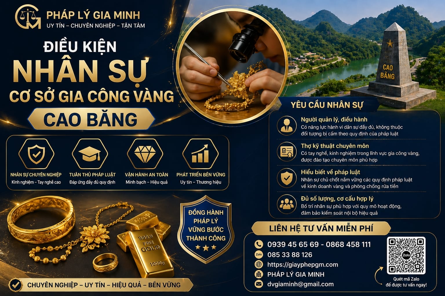 Điều kiện mở cơ sở gia công vàng tại Cao Bằng: mặt bằng, nhân sự, quy trình sản xuất vàng 11 Điều kiện nhân sự cơ sở gia công vàng Cao Bằng