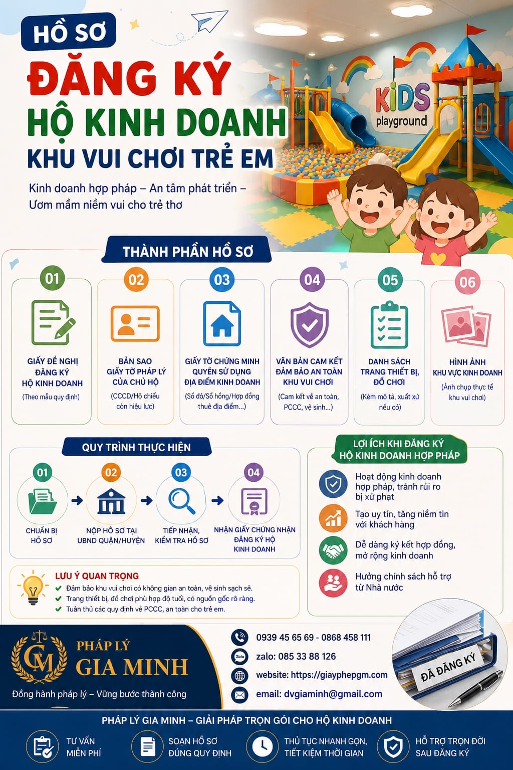 Thành lập hộ kinh doanh khu vui chơi trẻ em cần gì? Thủ tục & chi phí 2026 15 Hồ sơ đăng ký hộ kinh doanh khu vui chơi trẻ em