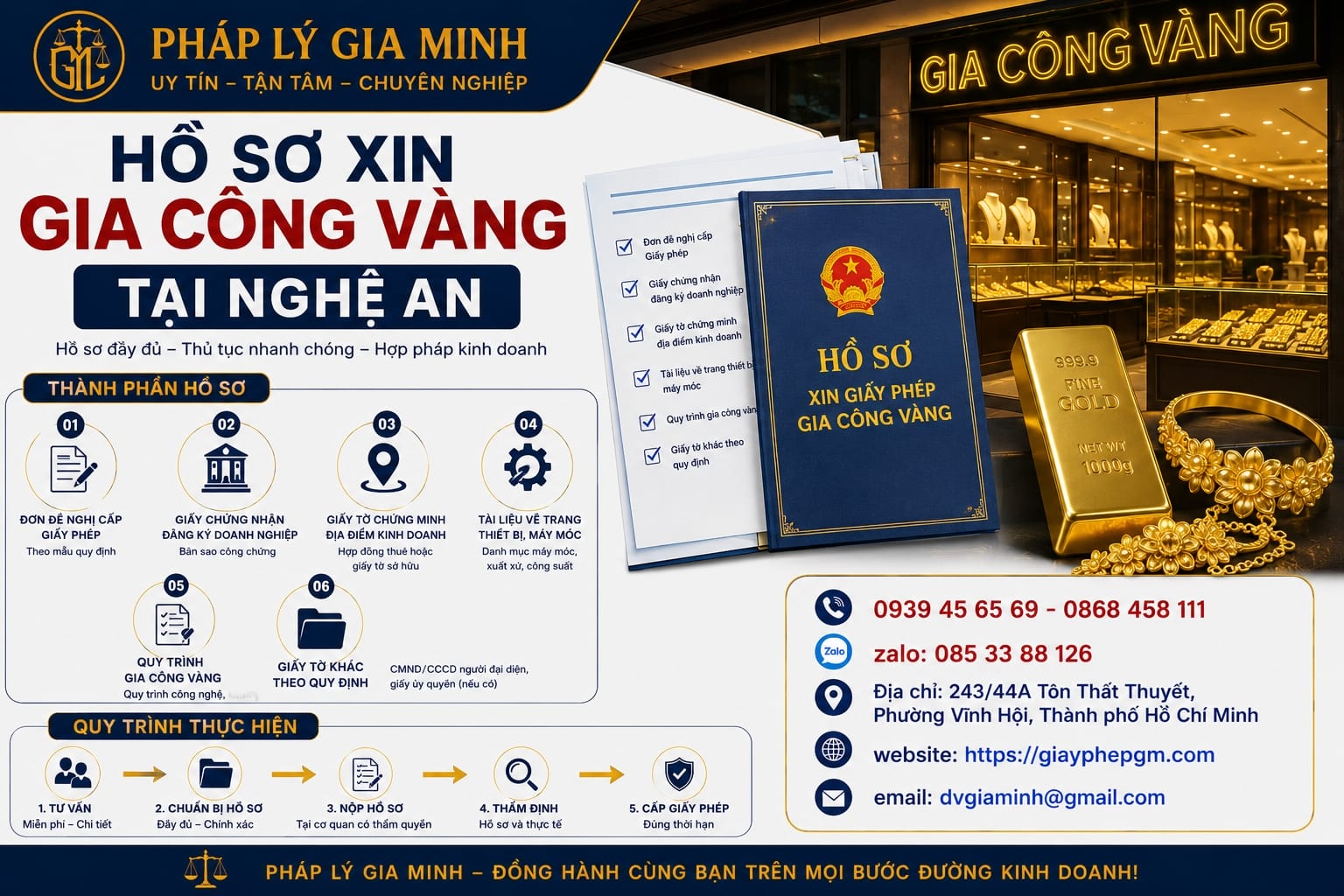 Xin giấy phép sản xuất gia công vàng tại Nghệ An 2026 chi tiết từng bước 18 Hồ sơ xin gia công vàng Nghệ An