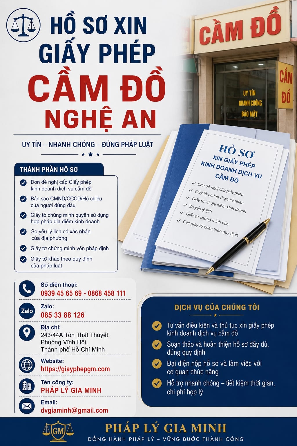 Hồ sơ xin giấy phép cầm đồ Nghệ An