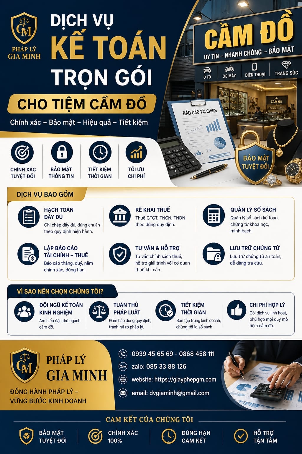Kế toán trọn gói giúp tiệm cầm đồ tiết kiệm chi phí