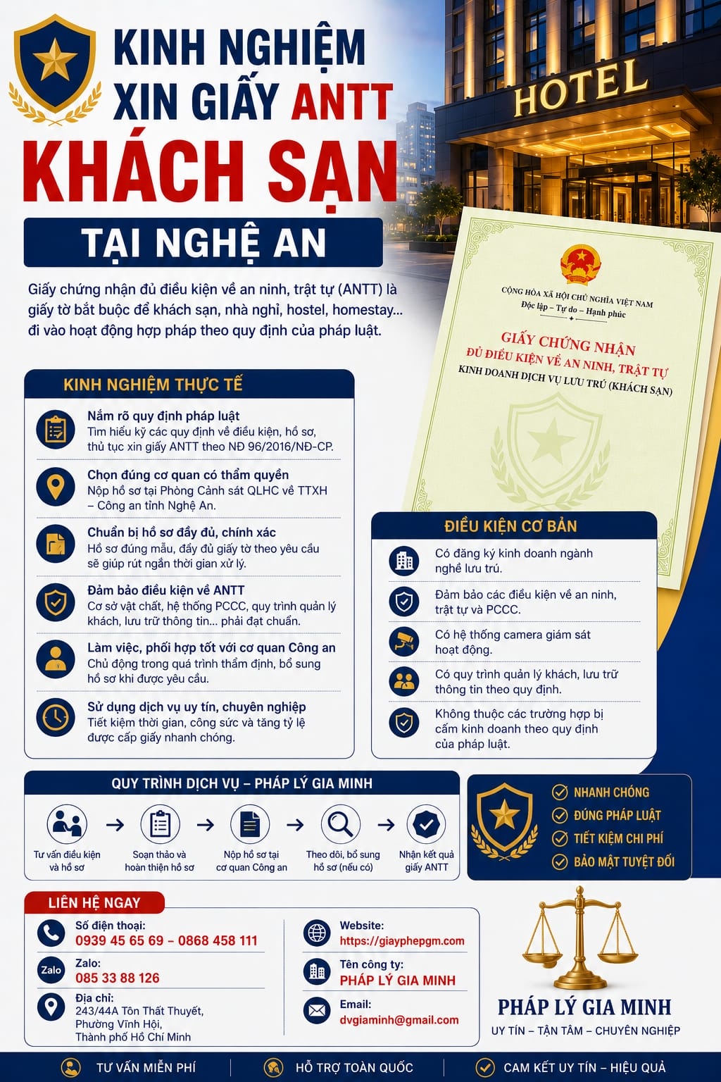Kinh nghiệm xin giấy ANTT khách sạn Nghệ An
