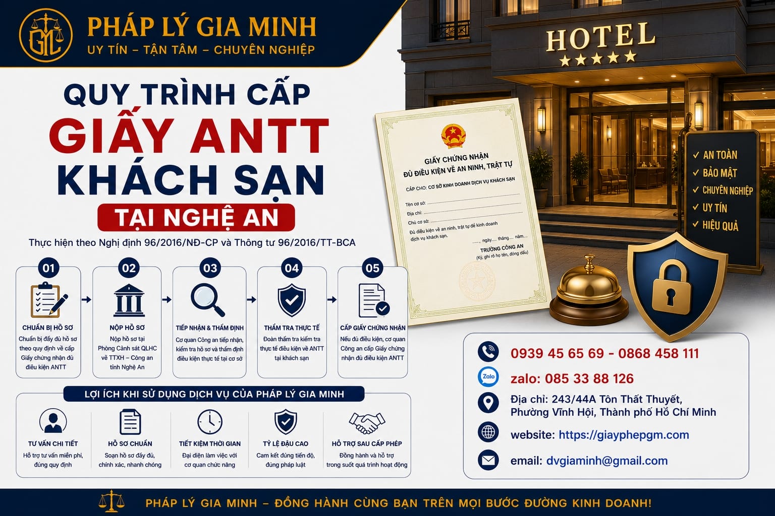 Quy trình cấp giấy ANTT khách sạn Nghệ An