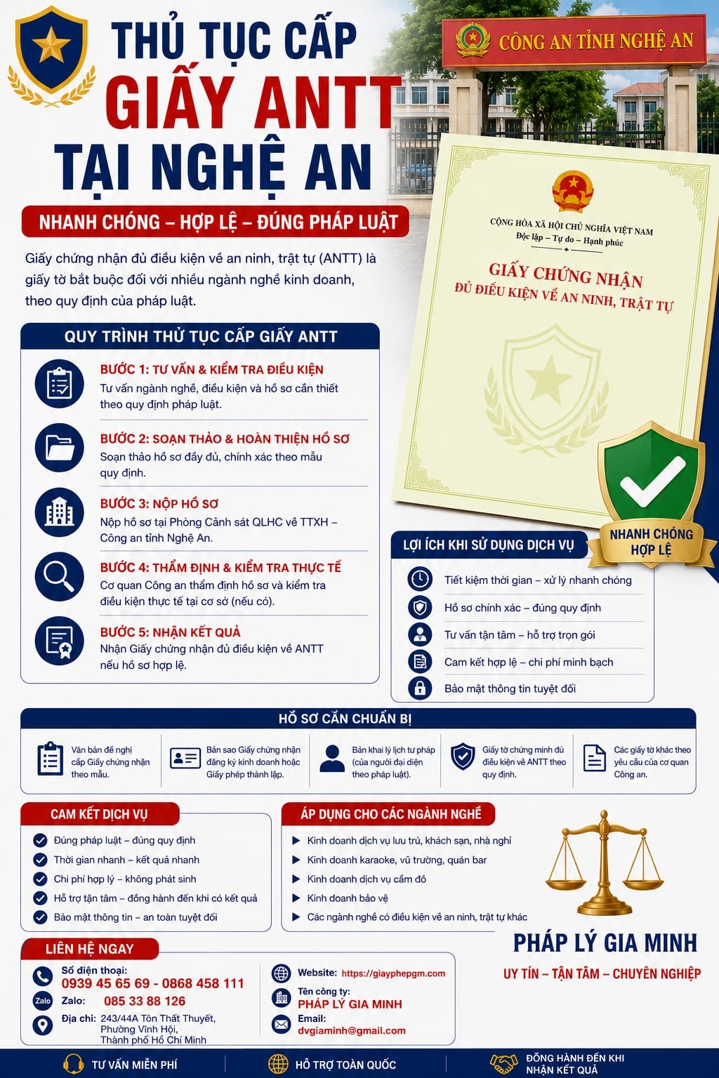 Xin giấy an ninh trật tự tại Nghệ An nhanh và hợp lệ – Hướng dẫn đầy đủ 15 Thủ tục cấp giấy ANTT Nghệ An