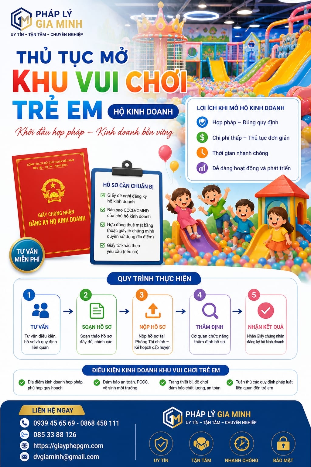 Thành lập hộ kinh doanh khu vui chơi trẻ em cần gì? Thủ tục & chi phí 2026 16 Thủ tục mở khu vui chơi trẻ em hộ kinh doanh