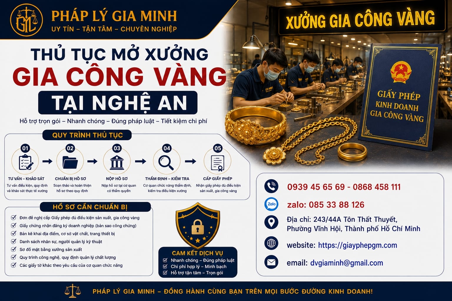 Xin giấy phép sản xuất gia công vàng tại Nghệ An 2026 chi tiết từng bước 14 Thủ tục mở xưởng gia công vàng Nghệ An