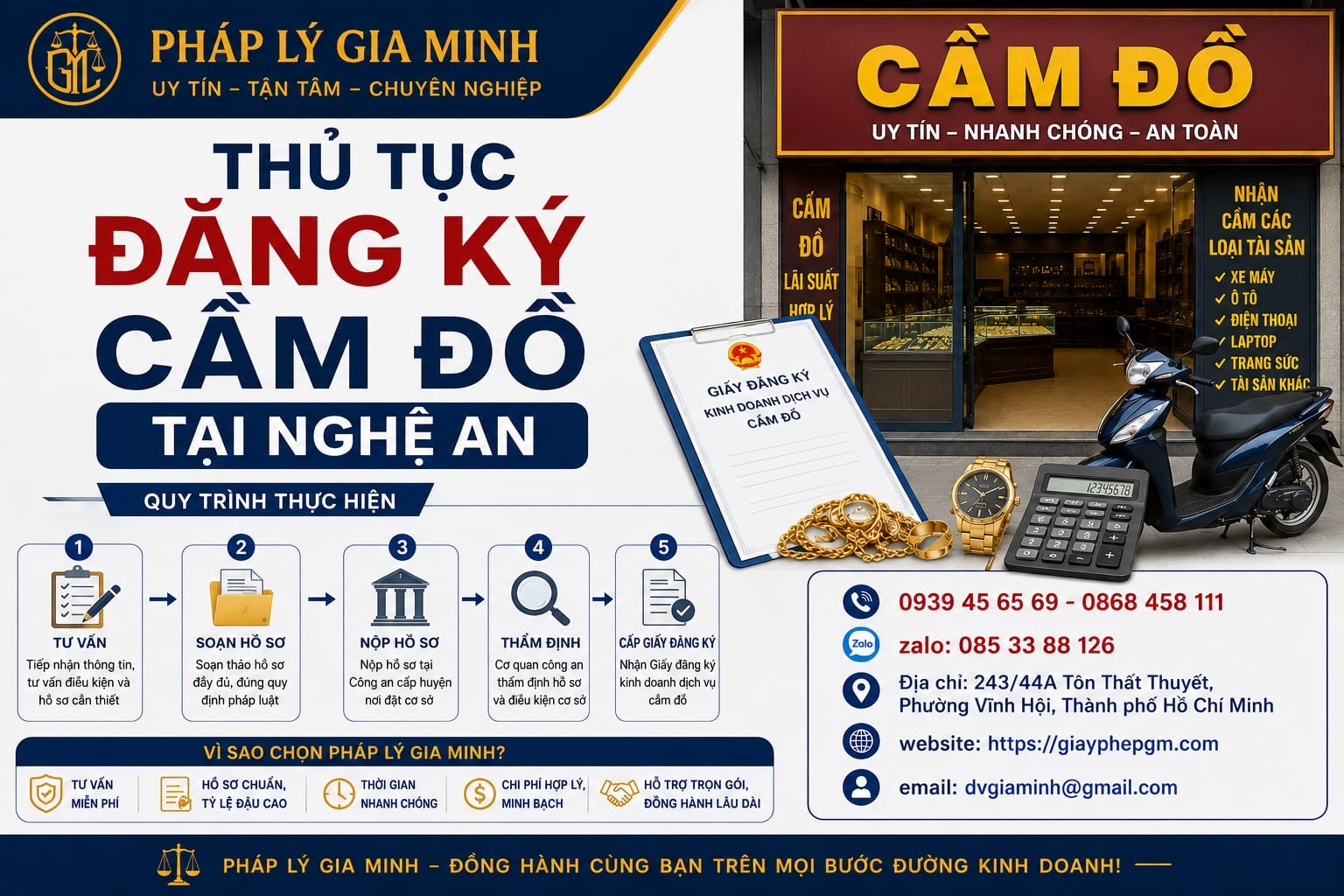 Thủ tục xin giấy phép cầm đồ tại Nghệ An