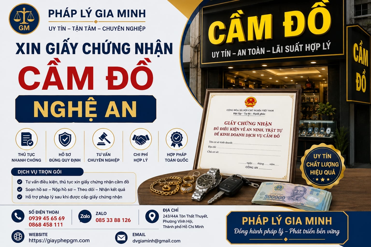 Xin giấy chứng nhận cầm đồ Nghệ An
