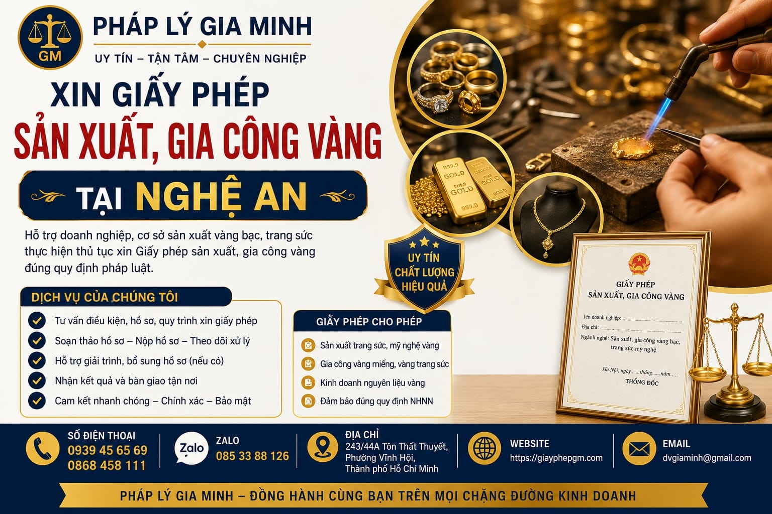 Xin giấy phép sản xuất gia công vàng tại Nghệ An 2026 chi tiết từng bước 11 Xin giấy phép sản xuất gia công vàng tại Nghệ An