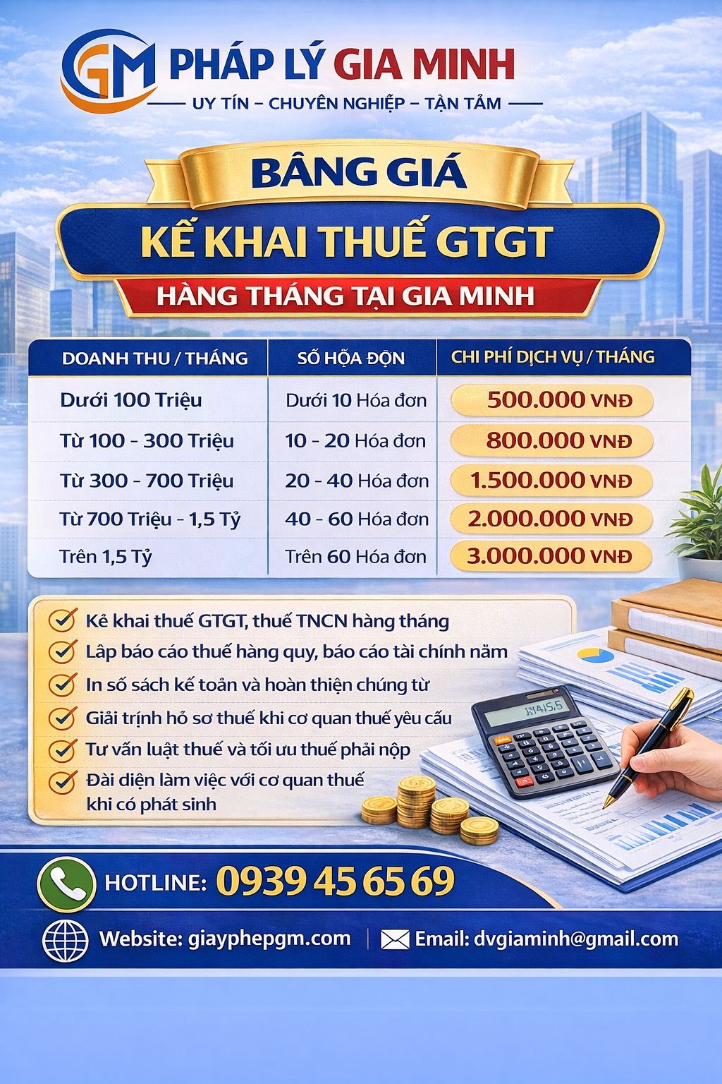 bảng giá dịch vụ kế toán thực phẩm