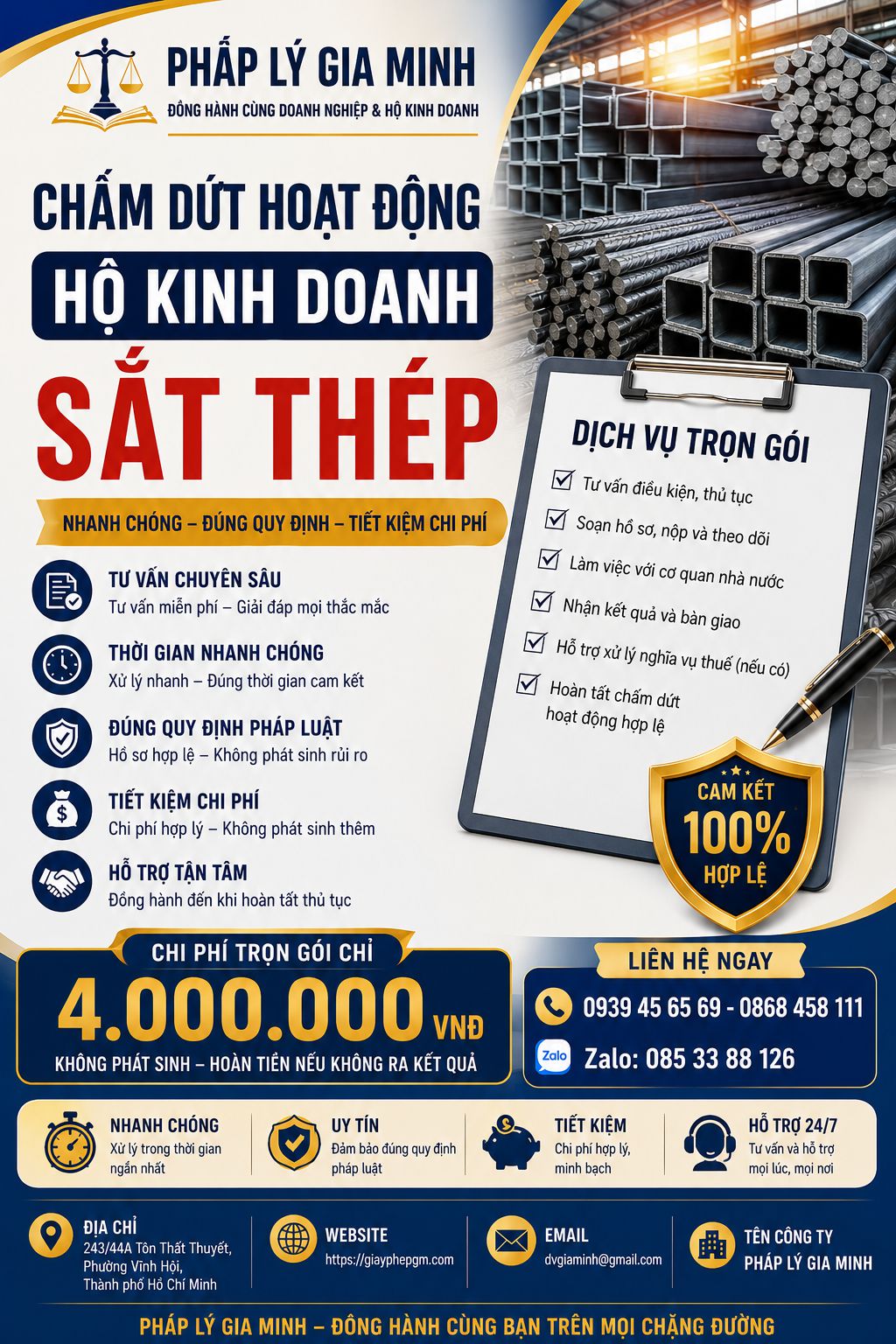 Chấm dứt hoạt động hộ kinh doanh sắt thép