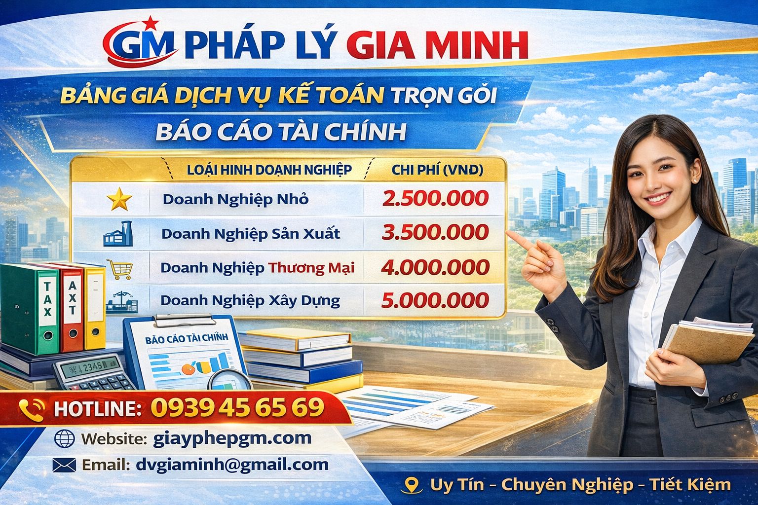 Chi phí dịch vụ báo cáo tài chính quyết toán thuế