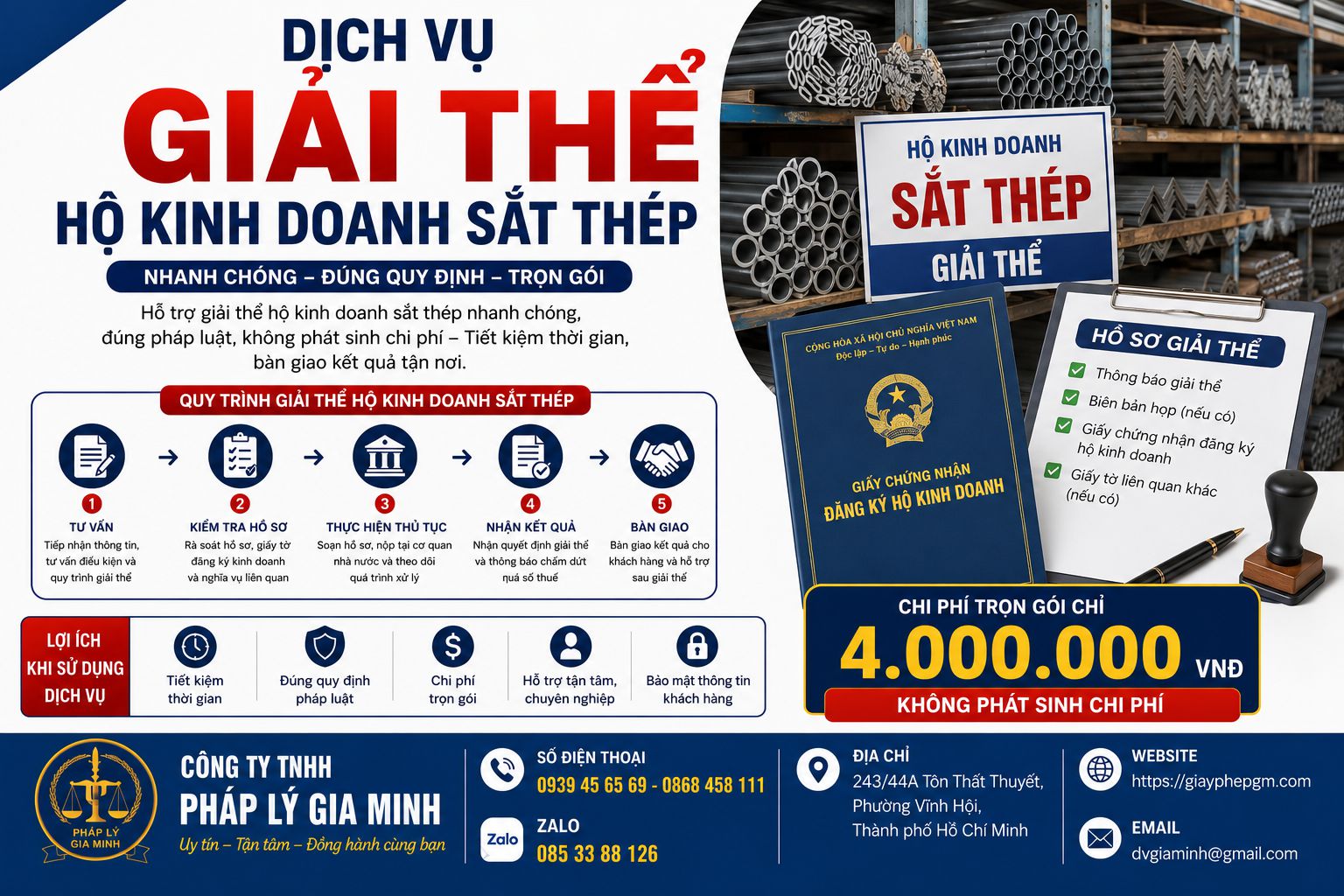 Dịch vụ giải thể hộ kinh doanh sắt thép