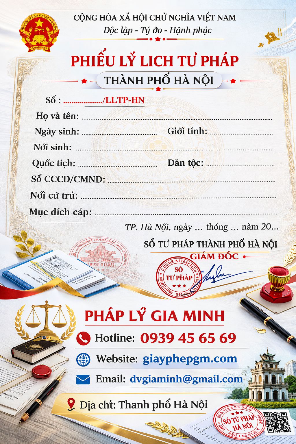 dịch vụ làm phiếu lý lịch tư pháp nhanh giá rẻ Hà Nội