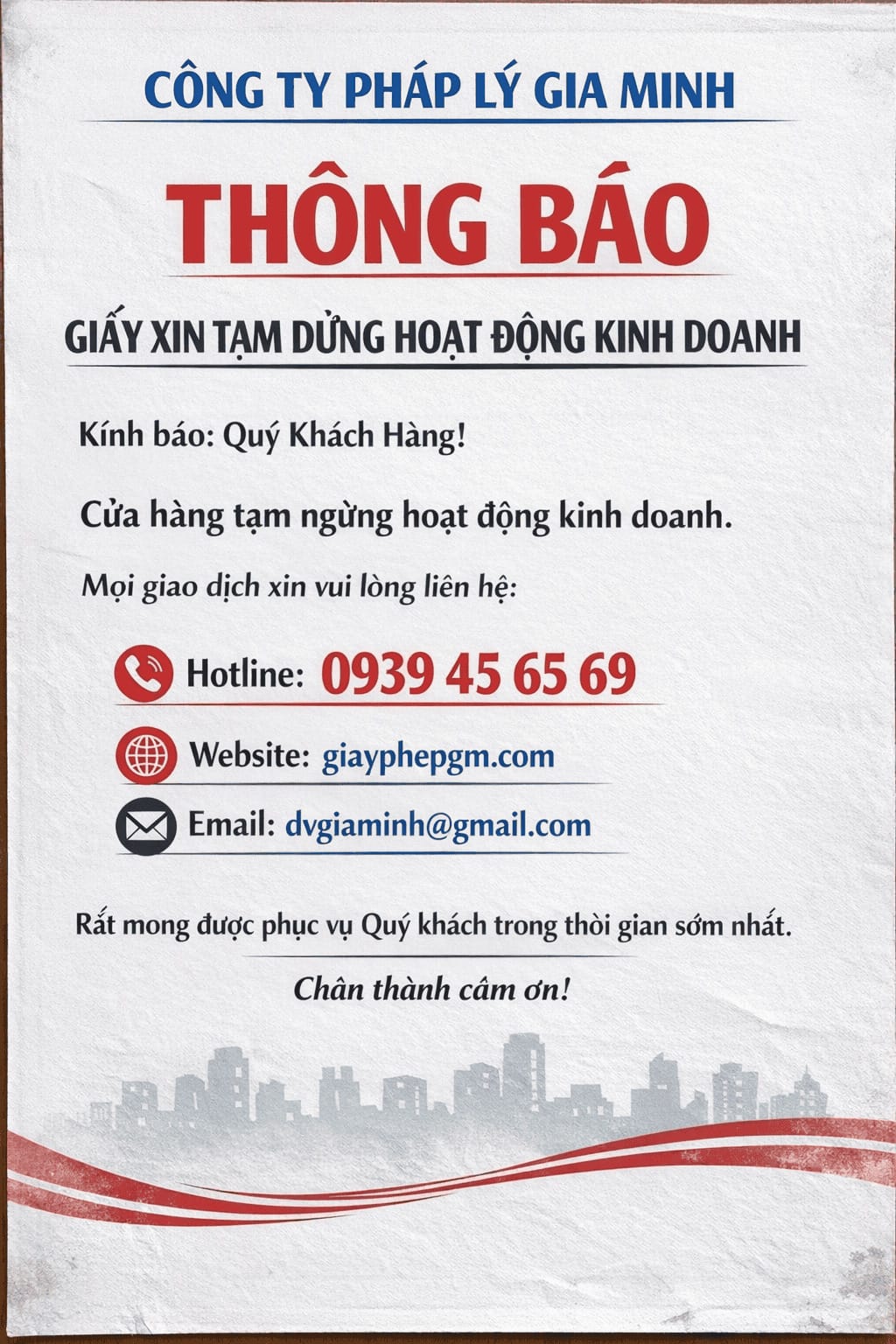 dịch vụ tạm ngừng công ty