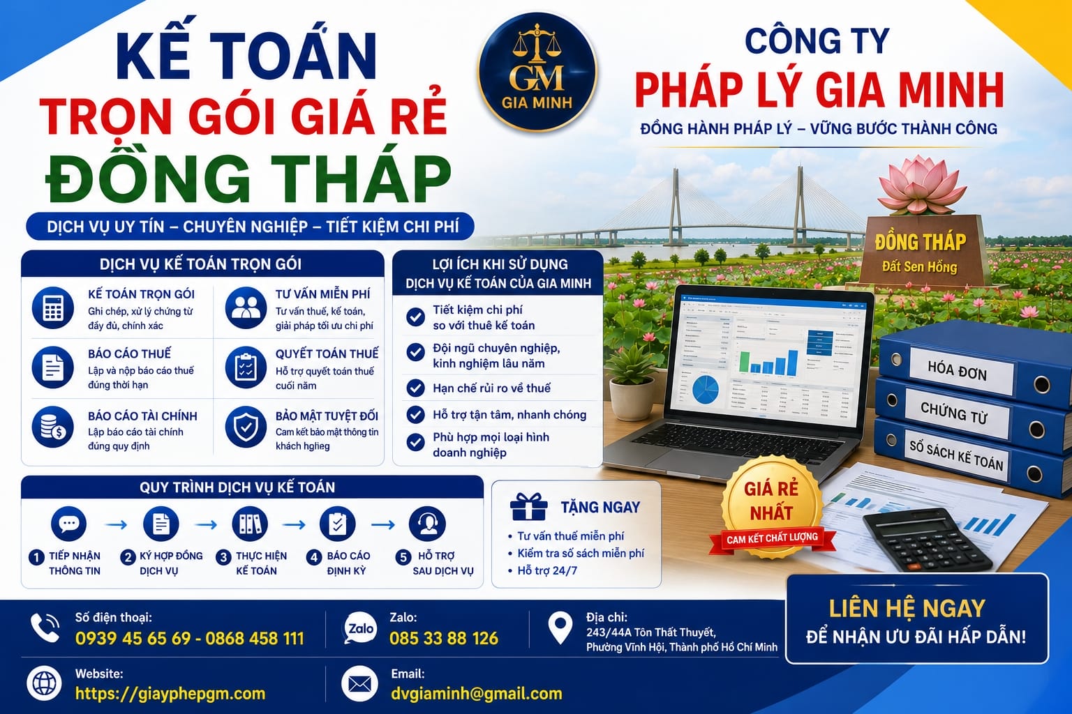 Kế toán trọn gói giá rẻ Đồng Tháp