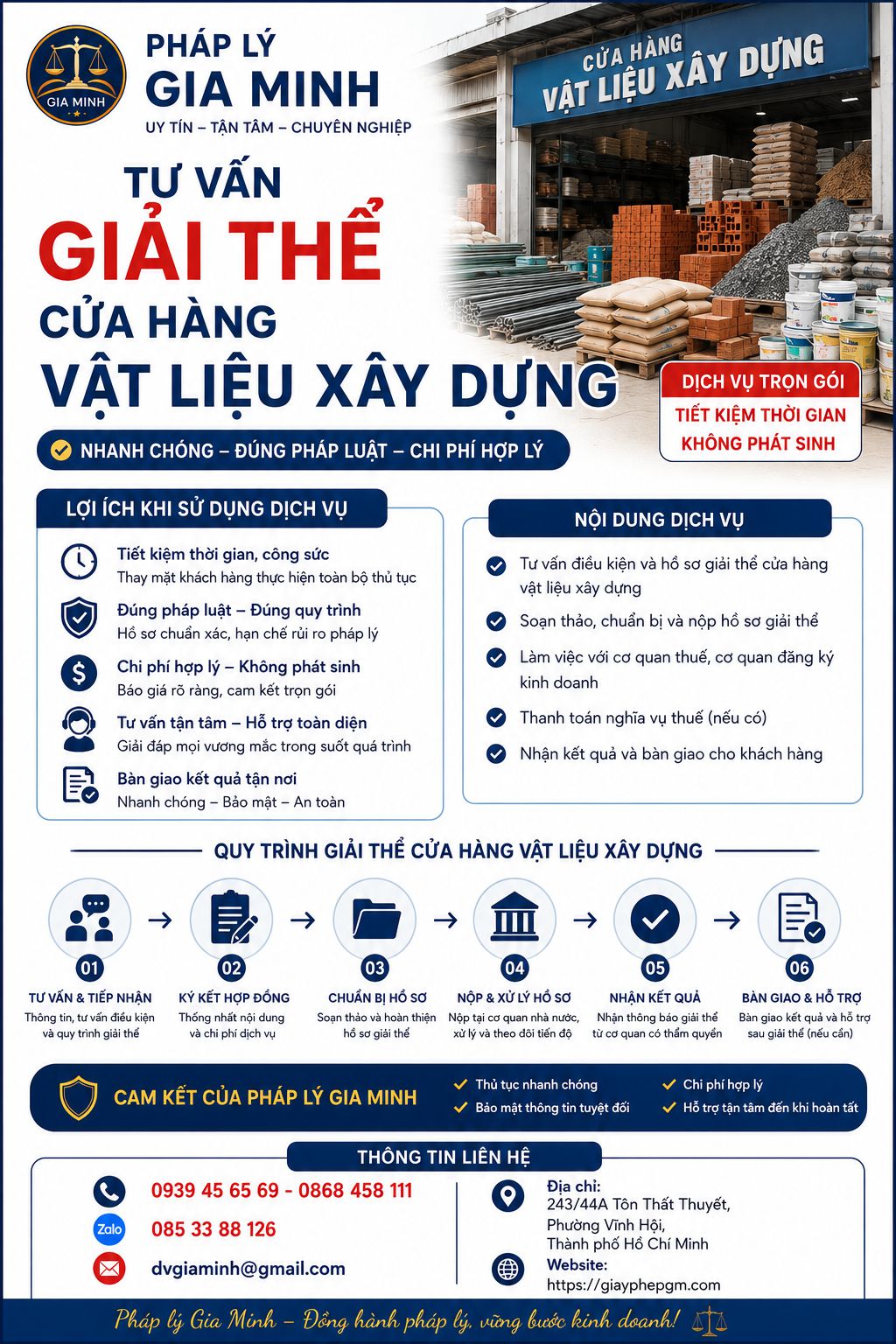 Tư vấn giải thể cửa hàng vật liệu xây dựng