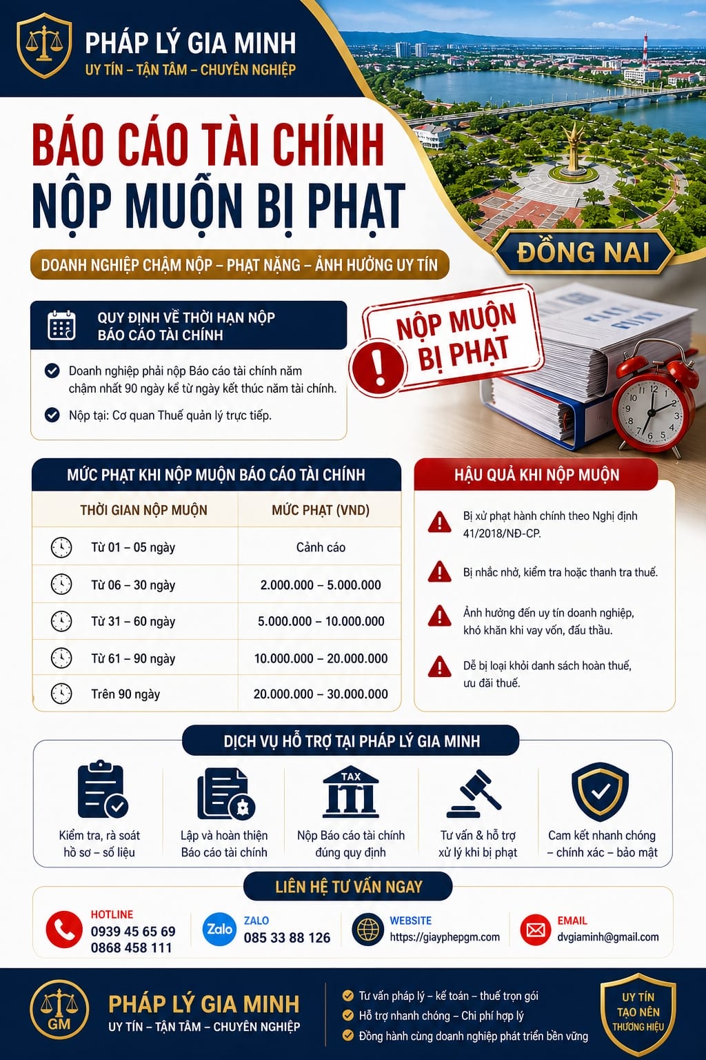 Báo cáo tài chính nộp muộn bị phạt tại Đồng Nai