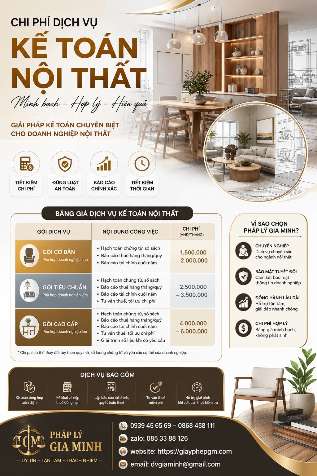 Chi phí dịch vụ kế toán nội thất