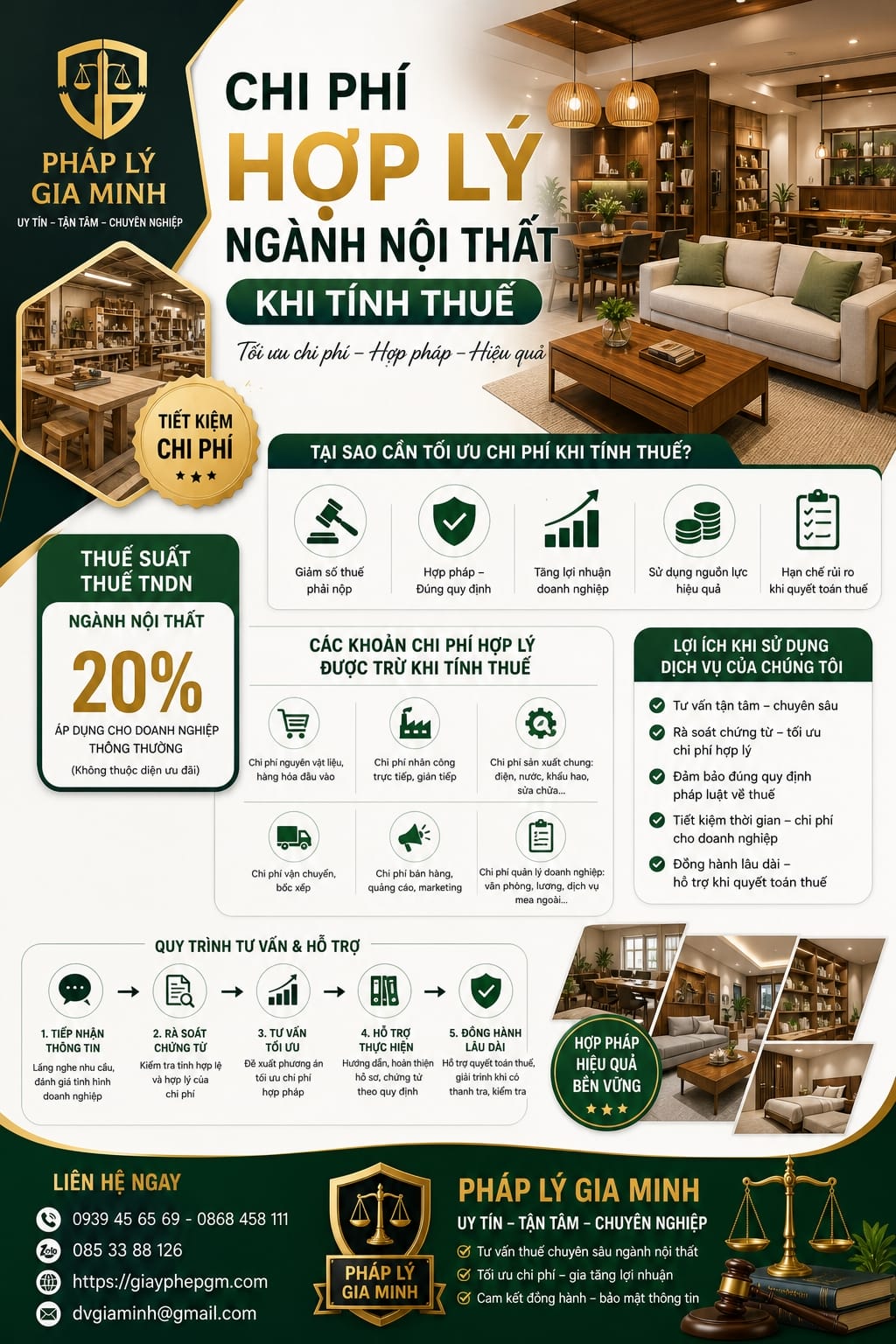 Chi phí hợp lý ngành nội thất khi tính thuế