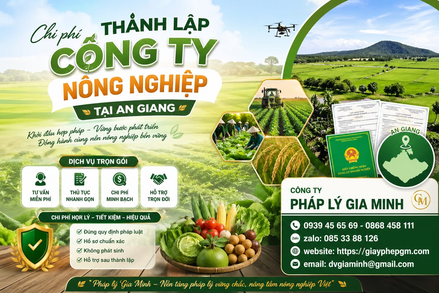 Chi phí thành lập công ty nông nghiệp tại An Giang
