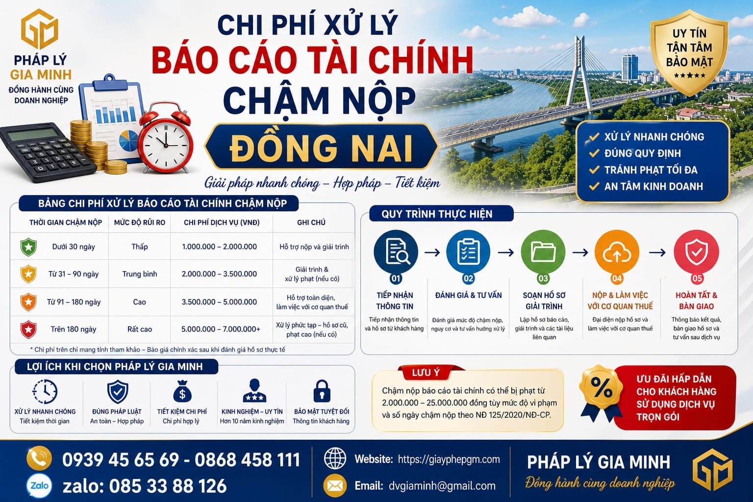 Chi phí xử lý báo cáo tài chính chậm nộp Đồng Nai