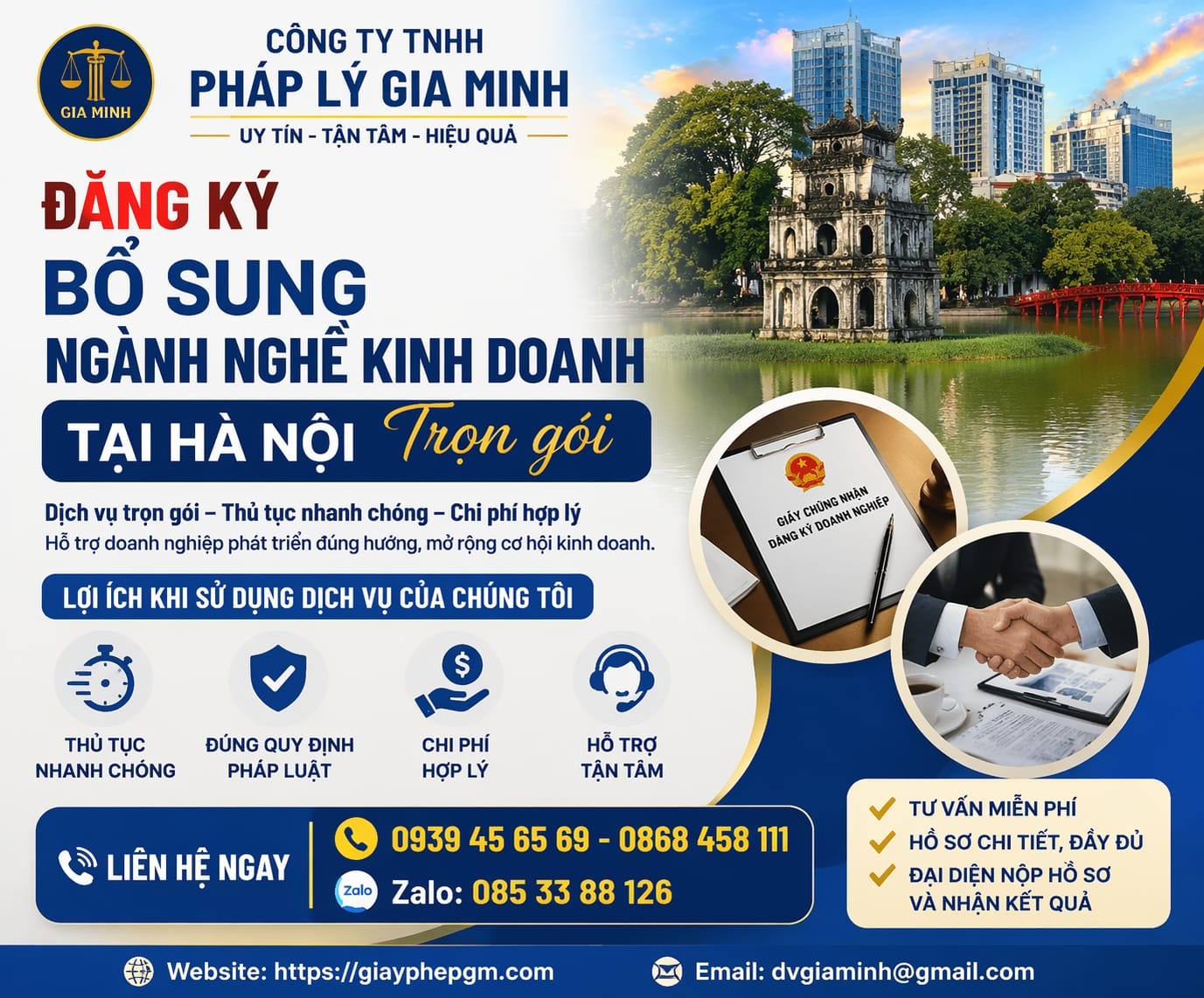 Đăng ký bổ sung ngành nghề kinh doanh tại Hà Nội trọn gói