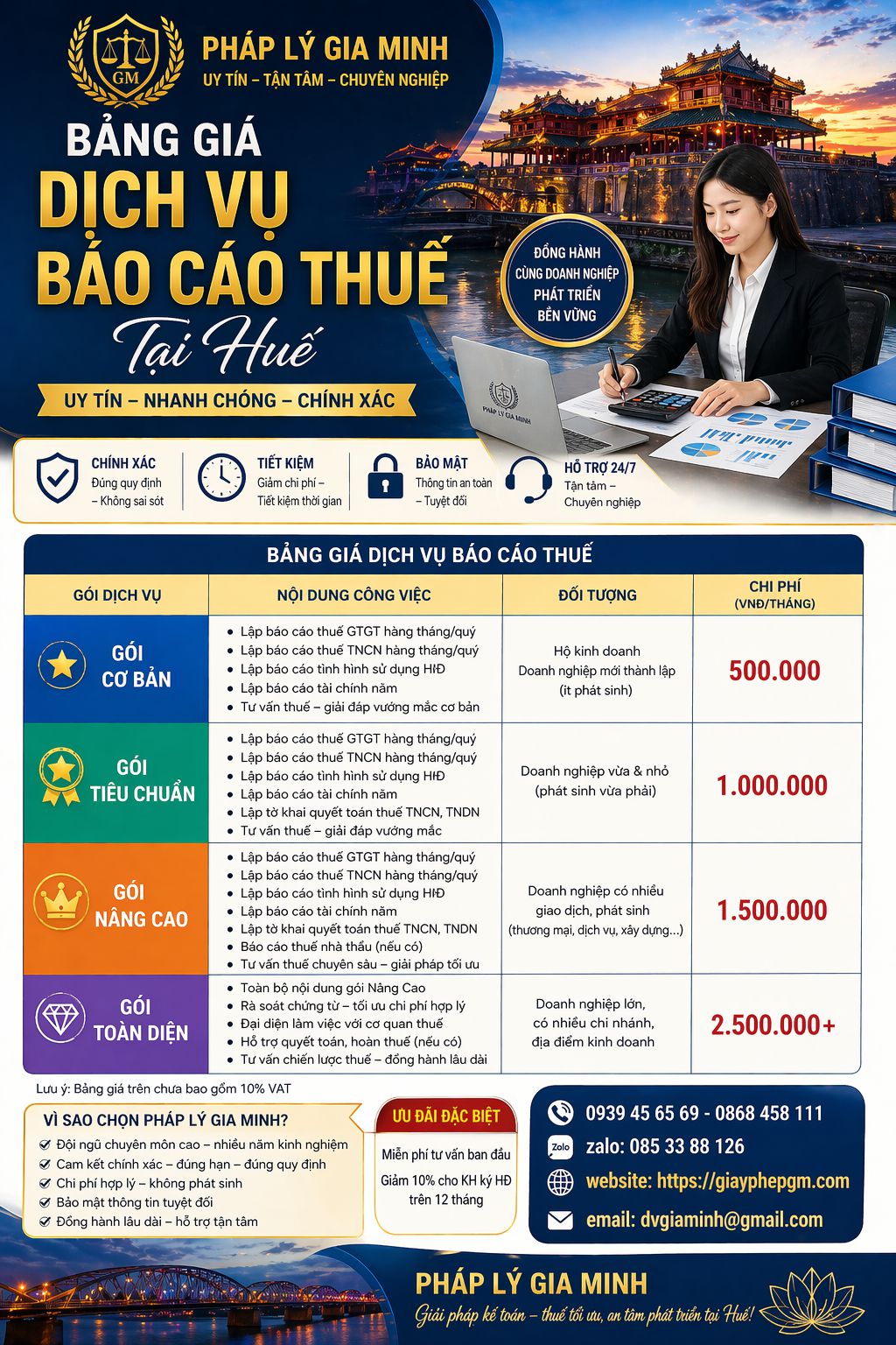 Dịch vụ kế toán báo cáo tài chính tại Huế – Chuẩn xác, minh bạch, tối ưu thuế