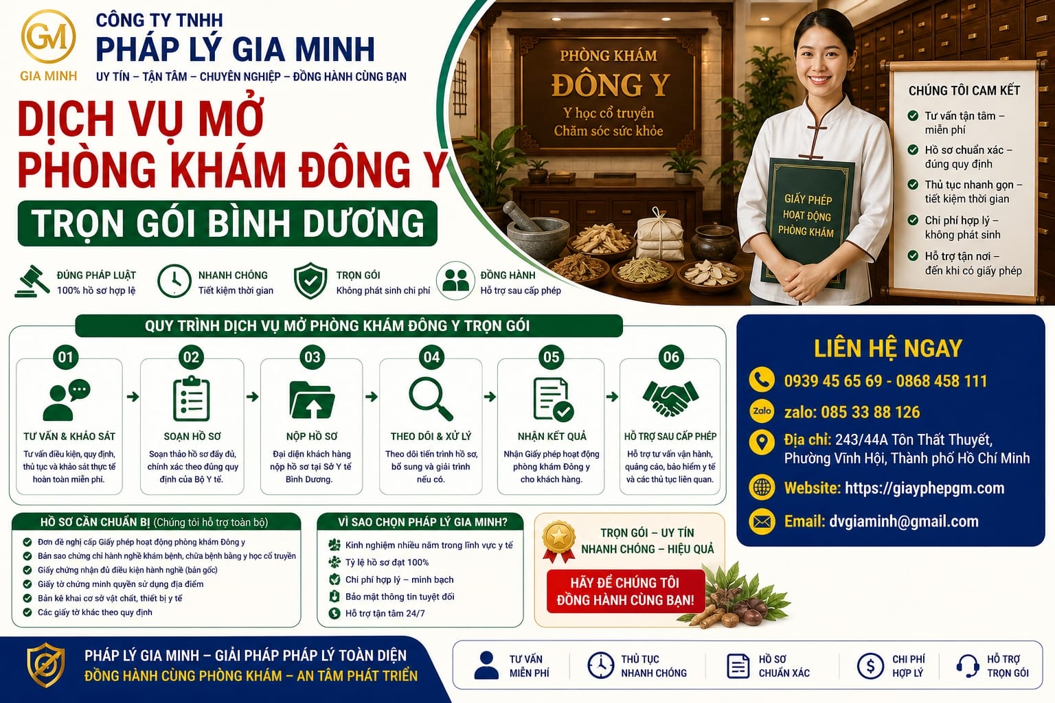 Dịch vụ mở phòng khám Đông y trọn gói Bình Dương