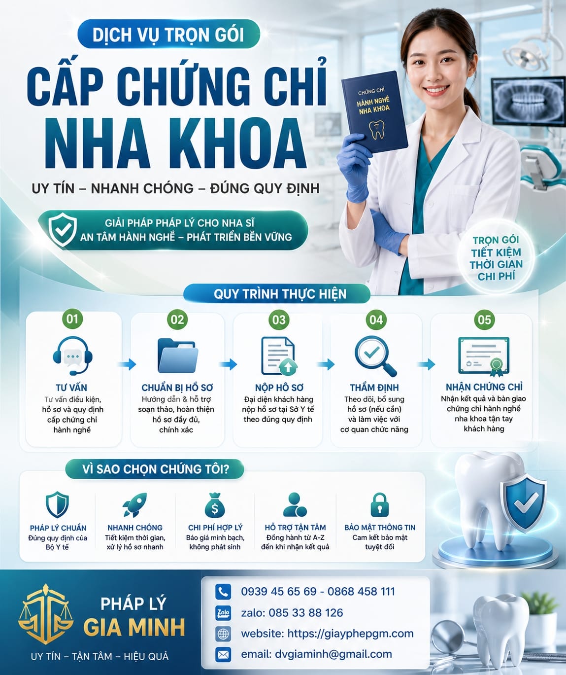 Dịch vụ trọn gói cấp chứng chỉ nha khoa