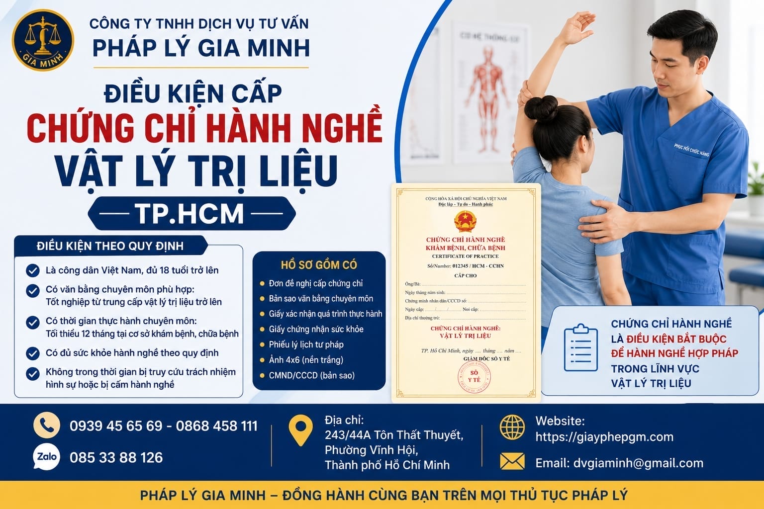 Dịch vụ xin chứng chỉ hành nghề vật lý trị liệu tại TP.HCM – Hướng dẫn trọn gói, nhanh chóng, hợp pháp 7 Điều kiện cấp chứng chỉ hành nghề vật lý trị liệu TP.HCM