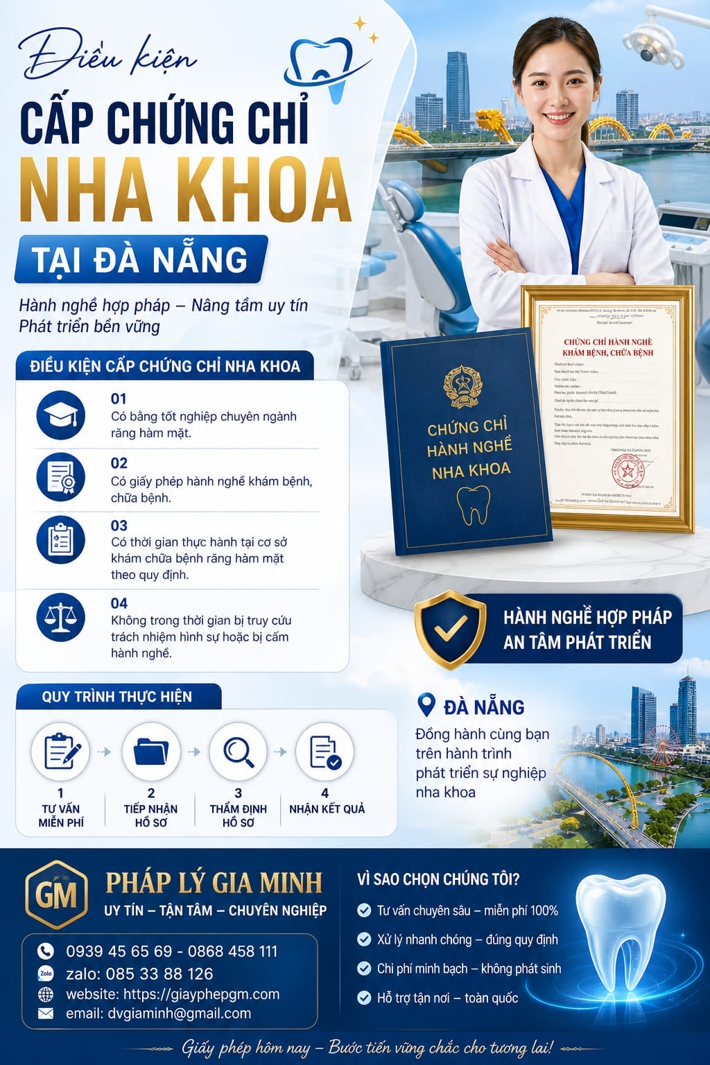 Dịch vụ cấp chứng chỉ nha khoa nhanh tại Đà Nẵng – Uy tín, đúng quy định, hỗ trợ trọn gói 9 Điều kiện cấp chứng chỉ nha khoa tại Đà Nẵng