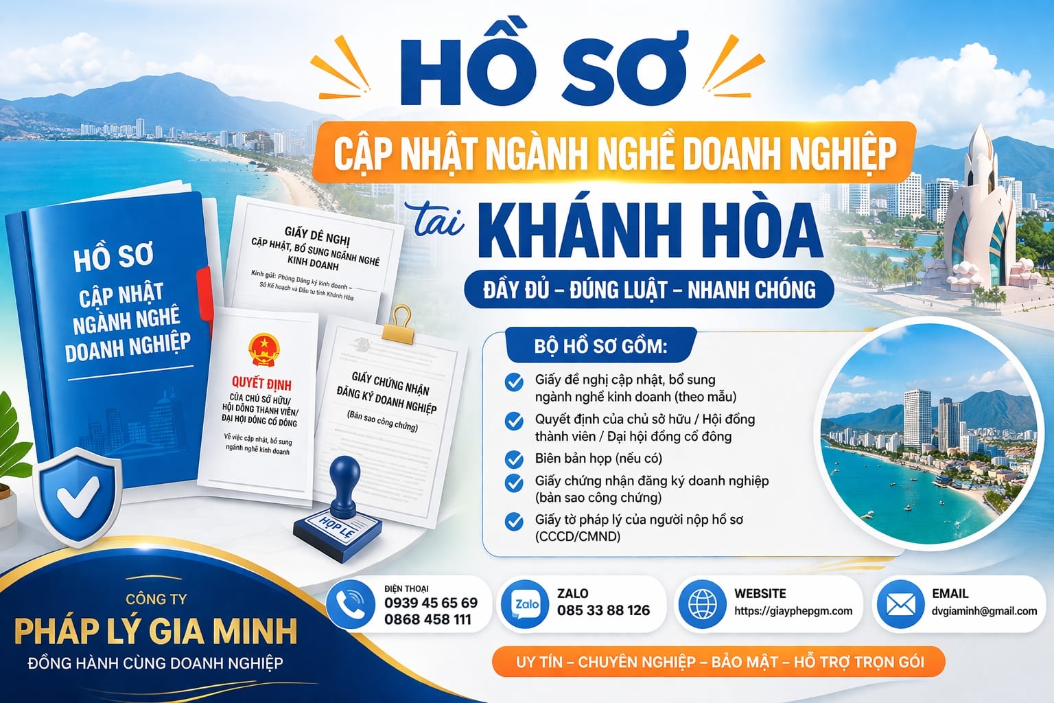 Hồ sơ cập nhật ngành nghề doanh nghiệp tại Khánh Hòa đầy đủ