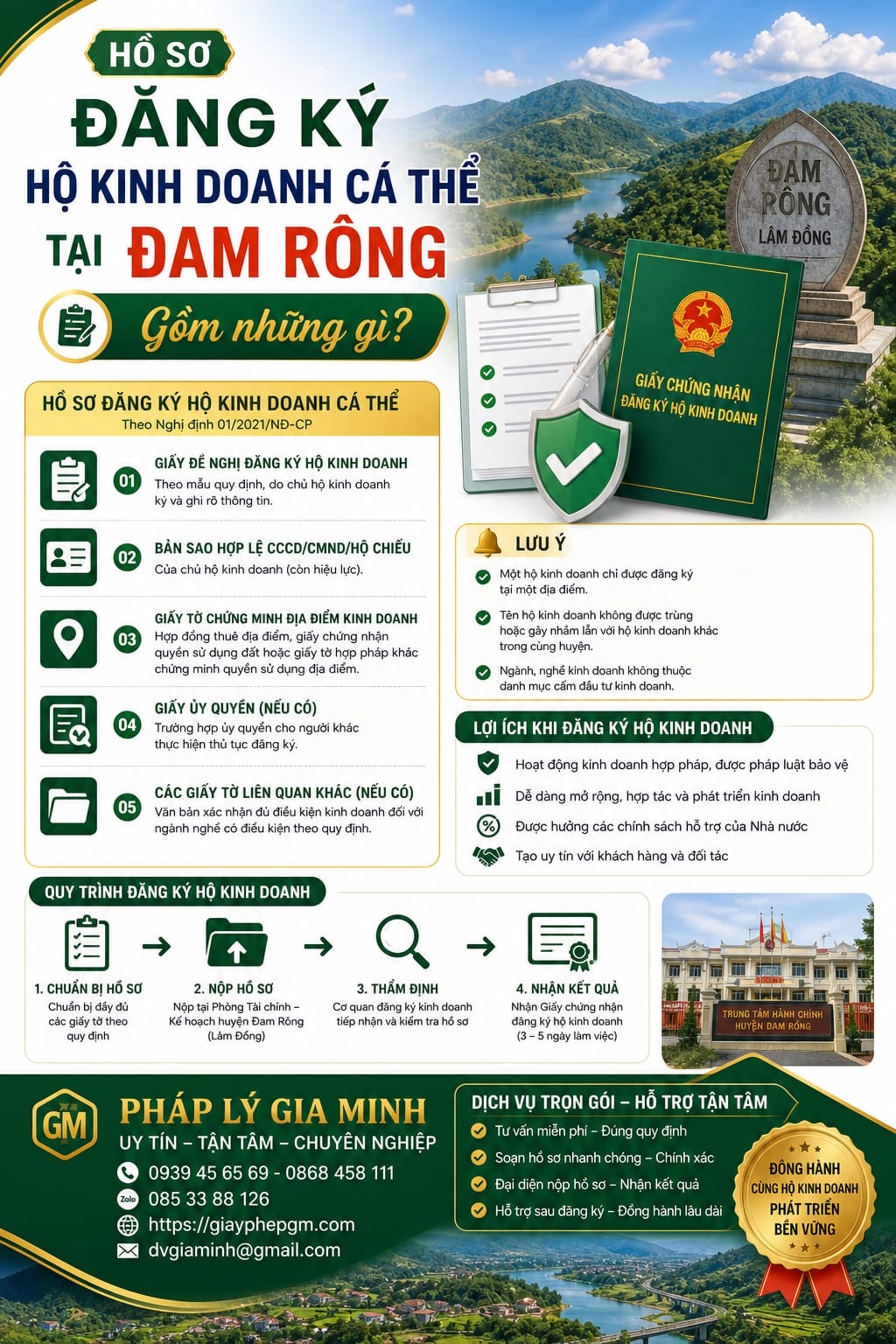 Dịch vụ đăng ký hộ kinh doanh tại Đam Rông nhanh uy tín 12 Hồ sơ đăng ký hộ kinh doanh cá thể tại Đam Rông gồm những gì