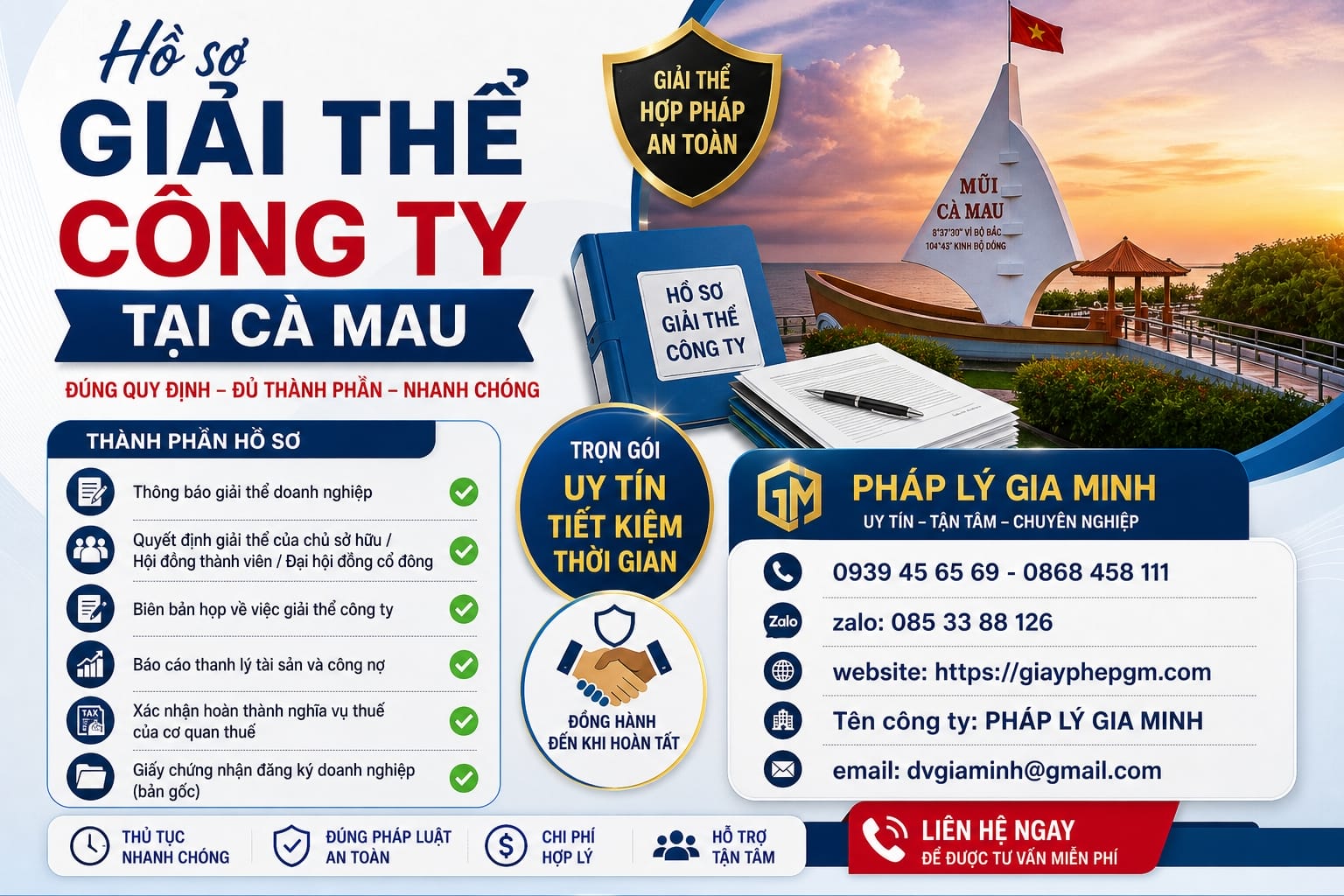 Giải thể công ty bỏ địa chỉ kinh doanh ở Cà Mau – Quy trình đúng luật, tránh rủi ro pháp lý 11 Hồ sơ giải thể công ty bỏ địa chỉ kinh doanh ở Cà Mau gồm gì