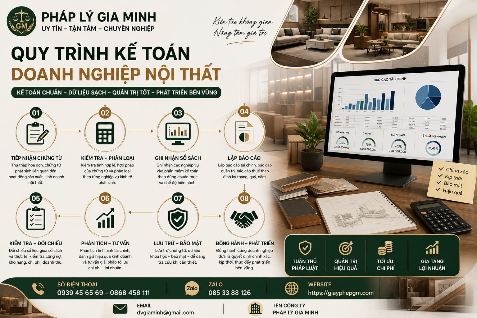 Quy trình kế toán doanh nghiệp nội thất