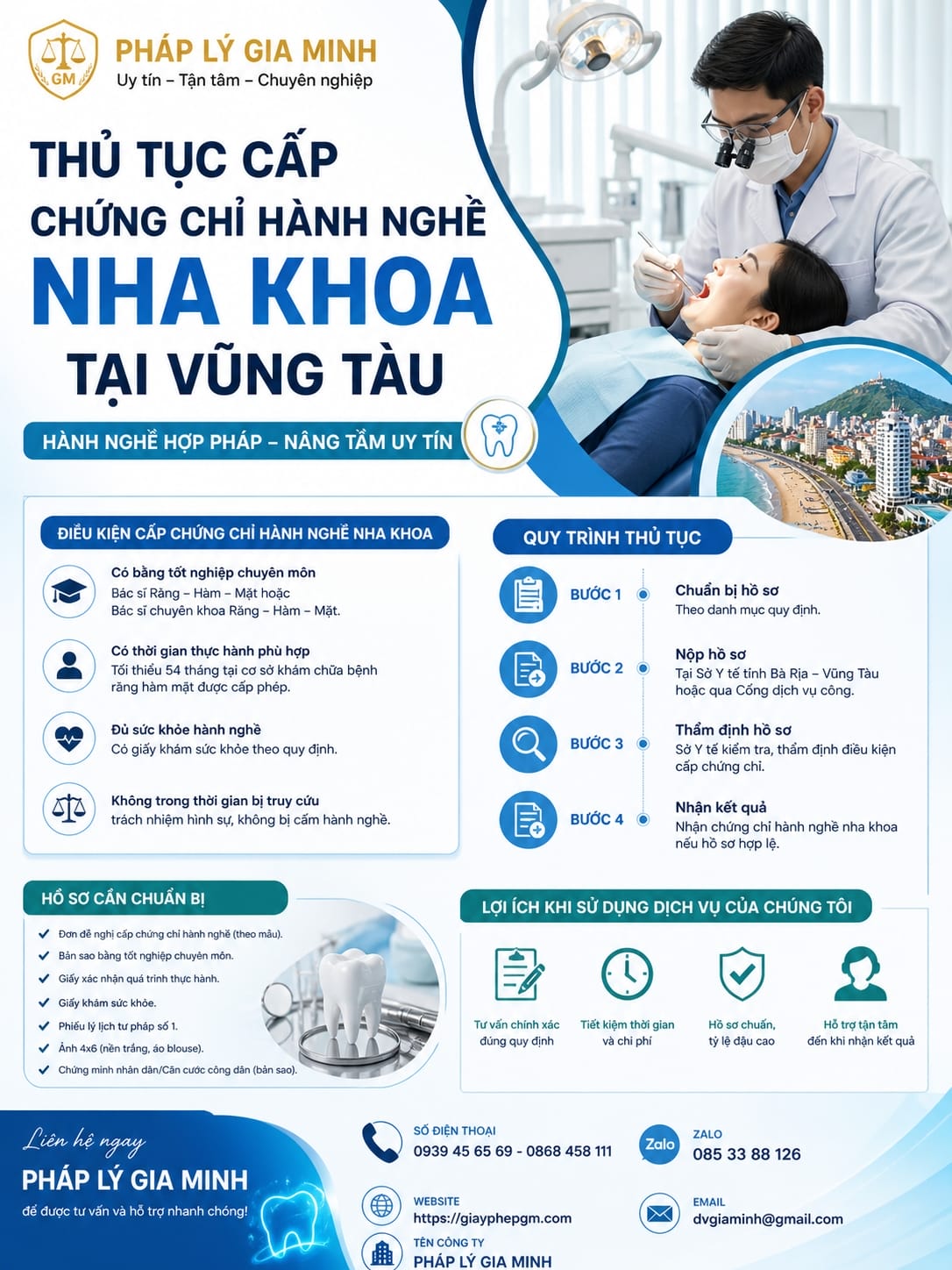 Thủ tục cấp chứng chỉ hành nghề nha khoa tại Vũng Tàu