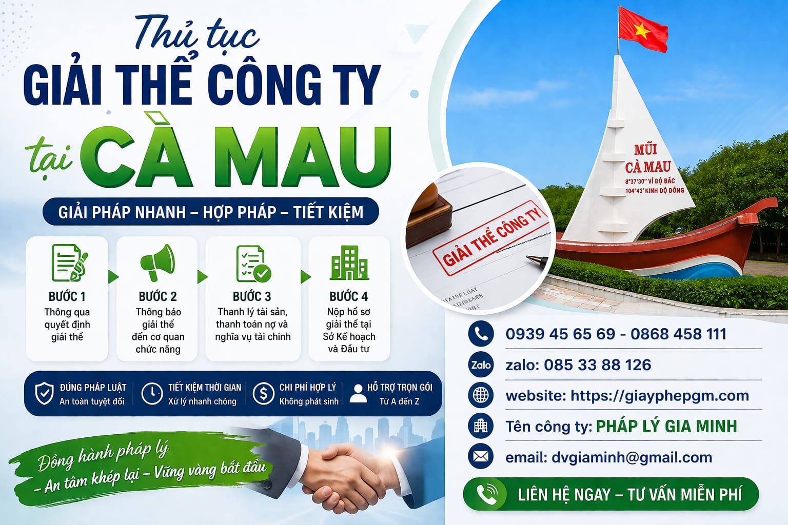 Giải thể công ty bỏ địa chỉ kinh doanh ở Cà Mau – Quy trình đúng luật, tránh rủi ro pháp lý 13 Thủ tục giải thể công ty bỏ địa chỉ tại Cà Mau chi tiết