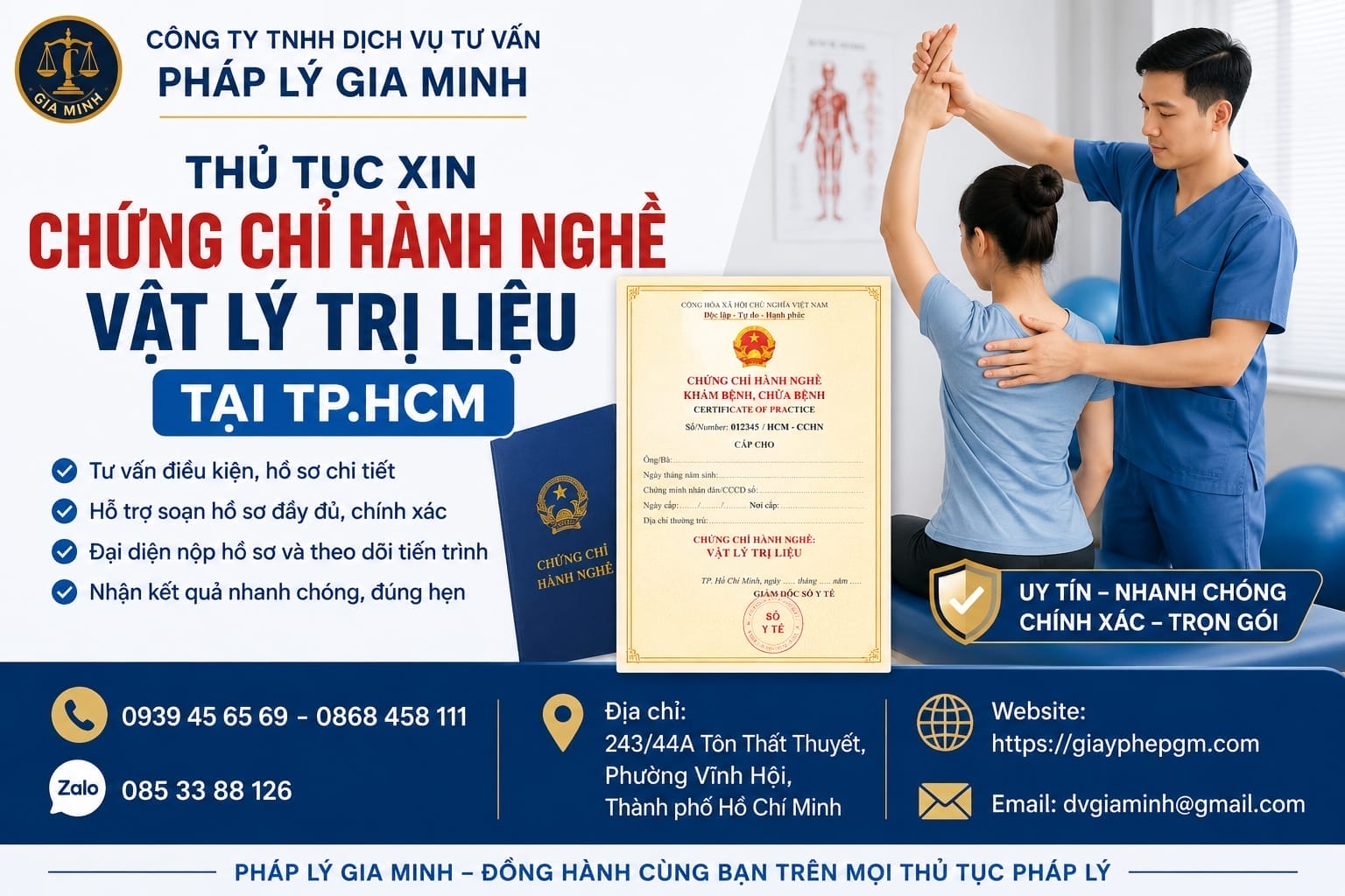 Dịch vụ xin chứng chỉ hành nghề vật lý trị liệu tại TP.HCM – Hướng dẫn trọn gói, nhanh chóng, hợp pháp 9 Thủ tục xin chứng chỉ hành nghề vật lý trị liệu tại TP.HCM