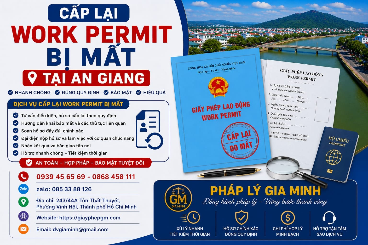 Cấp lại work permit bị mất tại An Giang