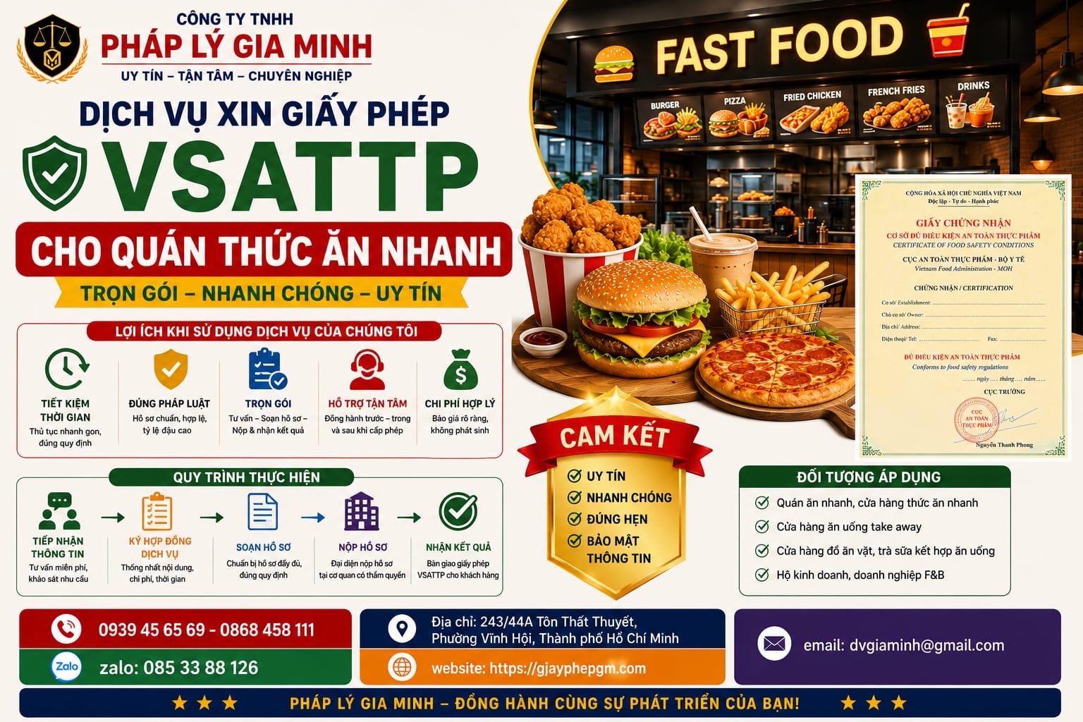 Chi phí xin giấy phép VSATTP quán ăn nhanh bao nhiêu? Cập nhật đầy đủ từ A-Z