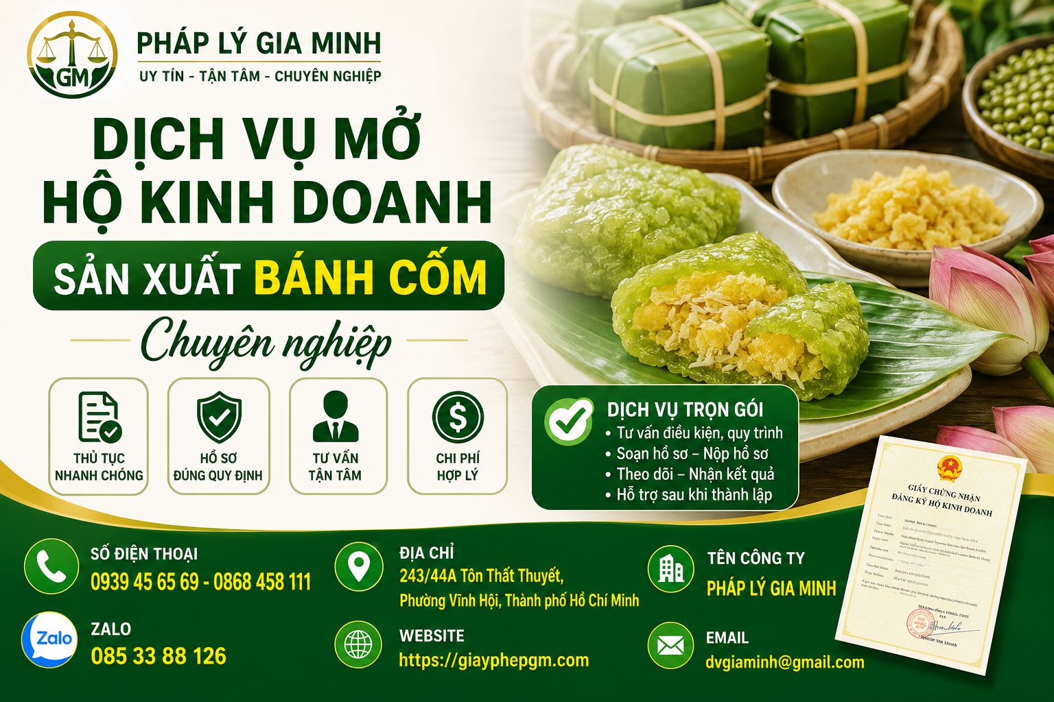 Dịch vụ mở hộ kinh doanh sản xuất bánh cốm chuyên nghiệp tại Hà Nội – Hỗ trợ trọn gói từ A đến Z