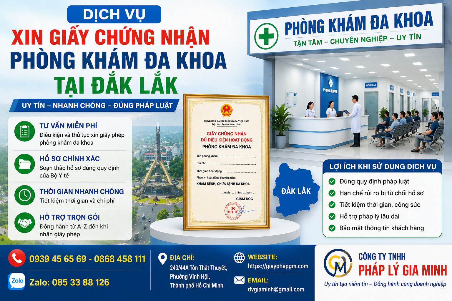 Dịch vụ xin giấy chứng nhận hoạt động phòng khám đa khoa tại Đắk Lắk uy tín, nhanh chóng