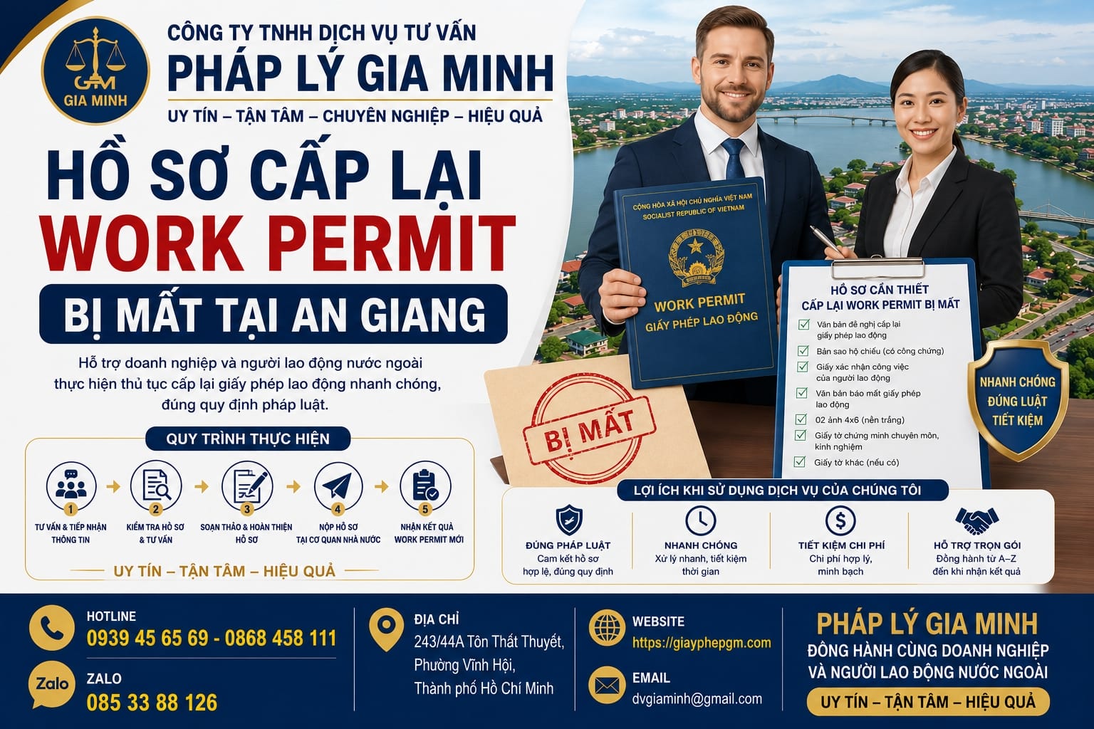 Hồ sơ cấp lại work permit bị mất tại An Giang
