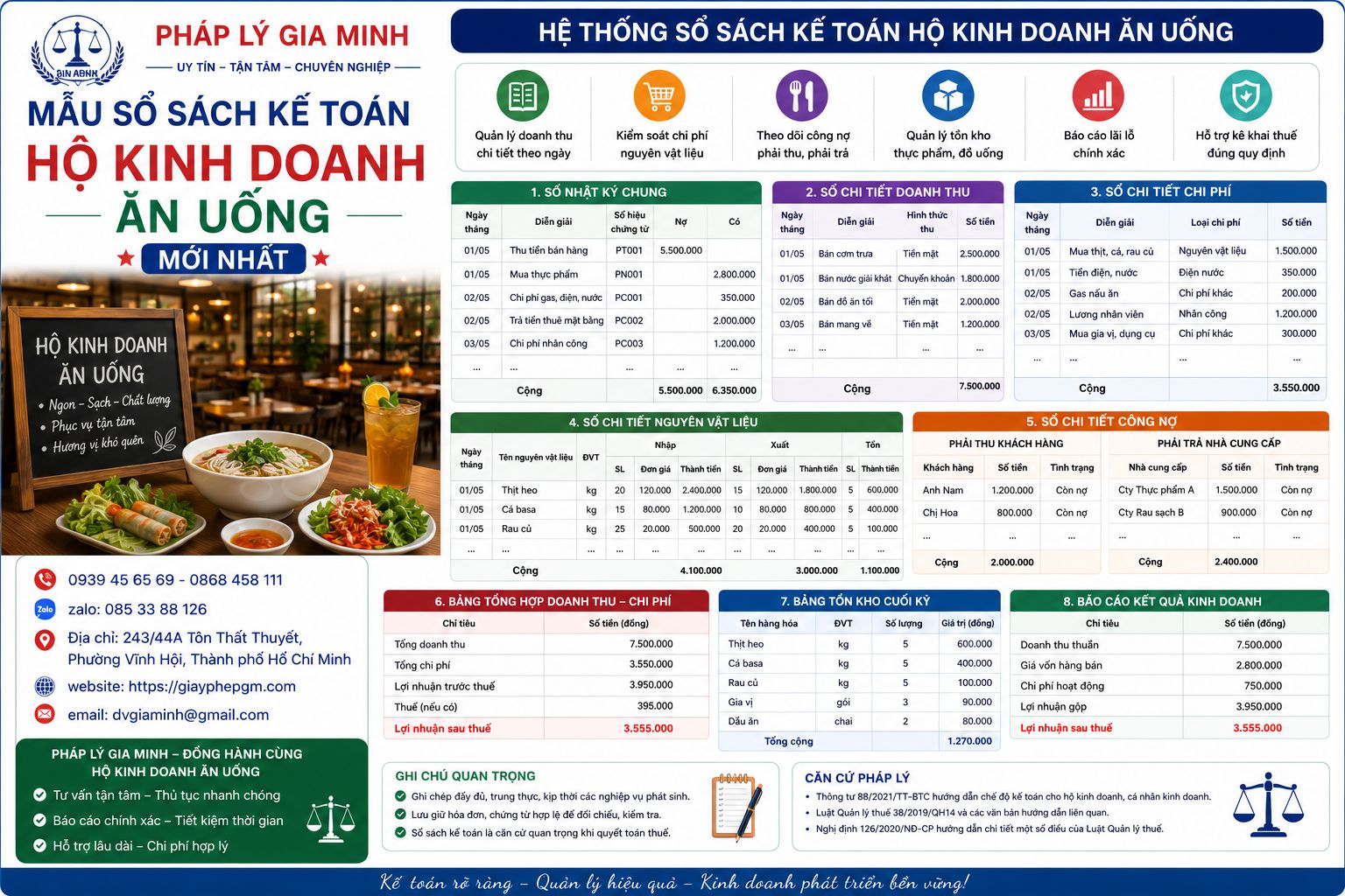 Mẫu sổ kế toán hộ kinh doanh dịch vụ ăn uống