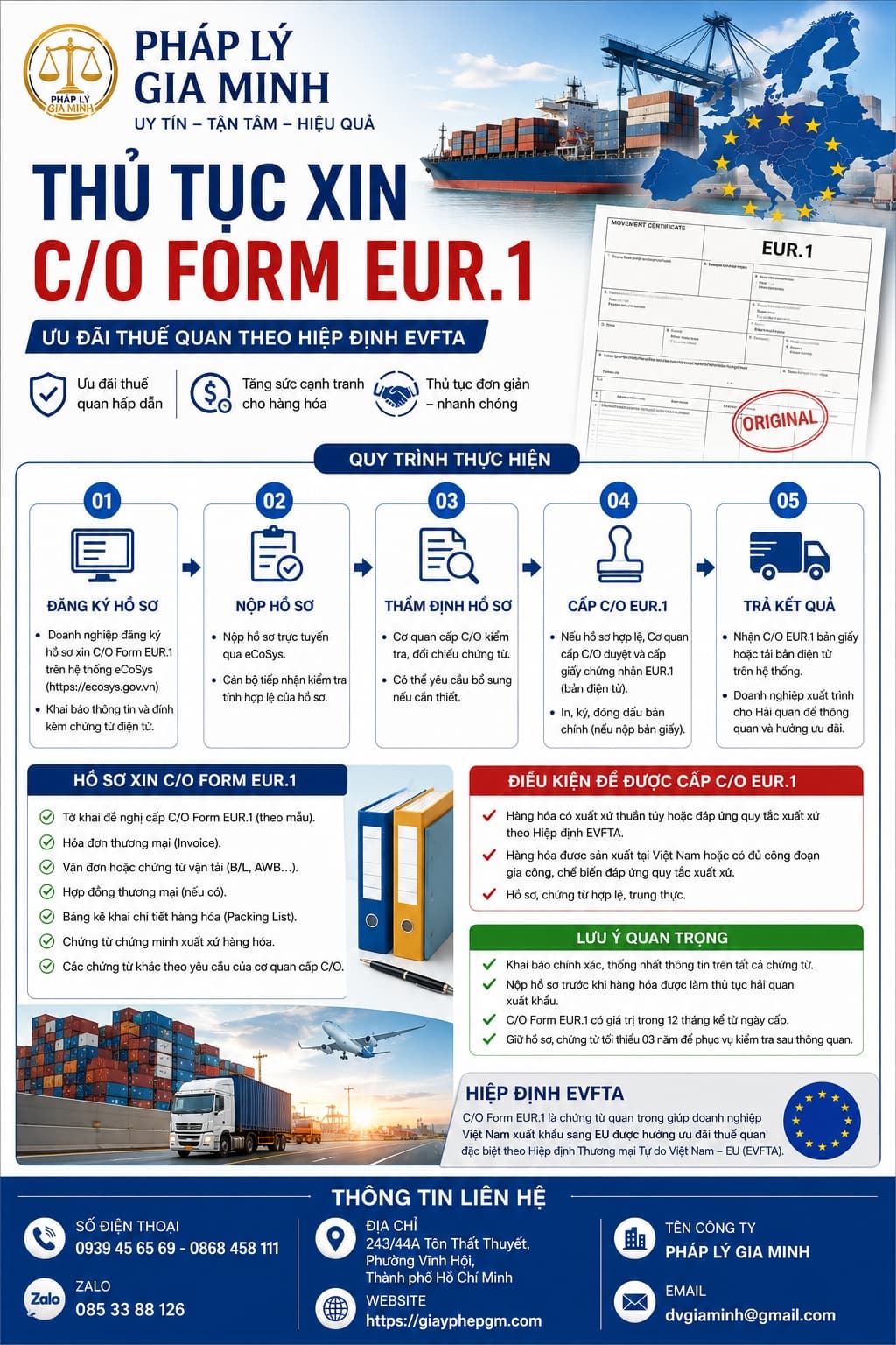 Thủ Tục Xin C/O Form EUR.1 Xuất Khẩu Hàng Sang Châu Âu